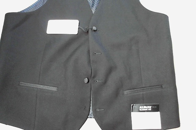 Alfani Mens Classic fit Button-Up Suit Vest Medium Black Solid Stretch