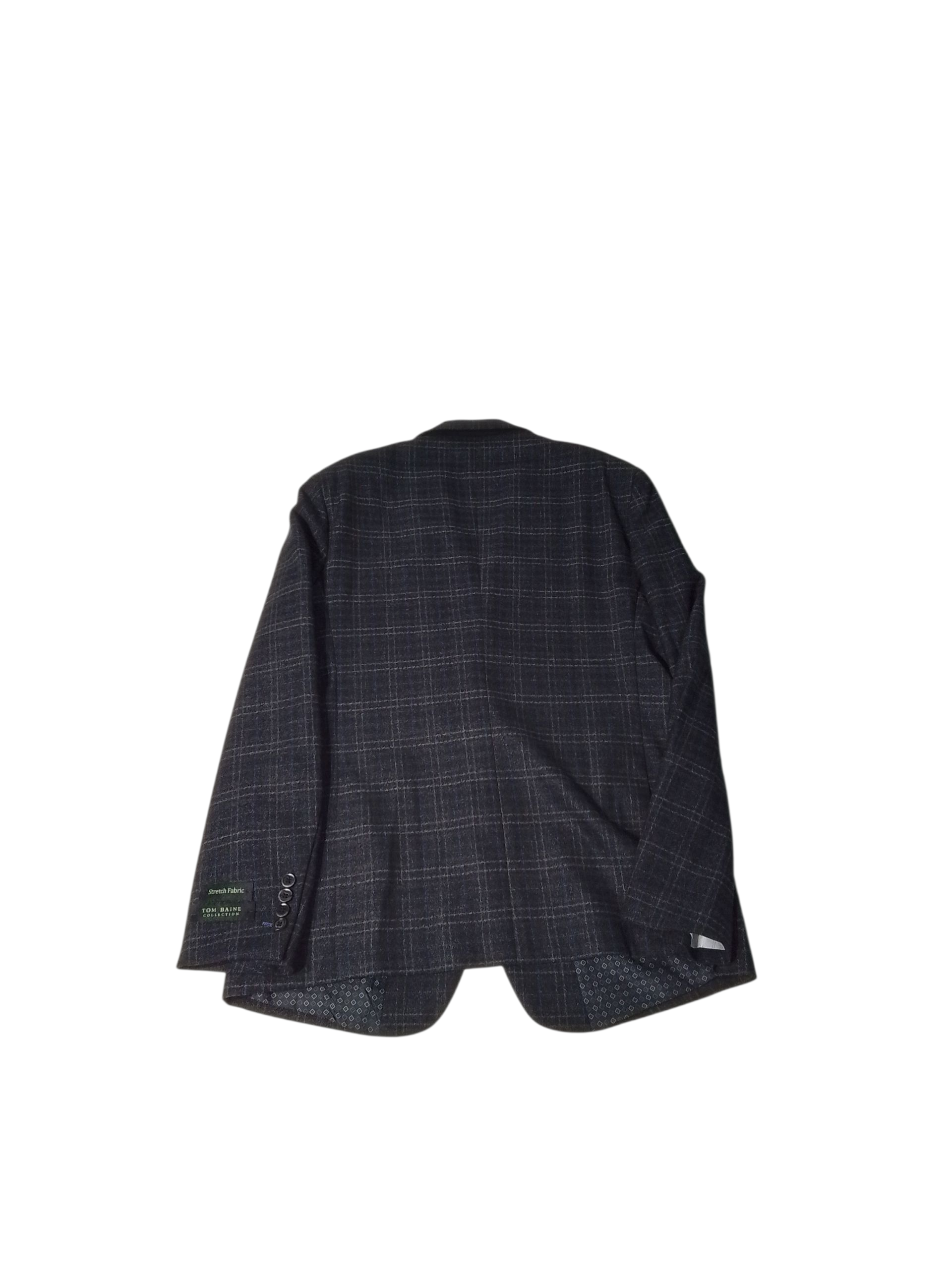 Tom Baine Mens Slim fit Sport Coat Blazer 40 R Black Plaid