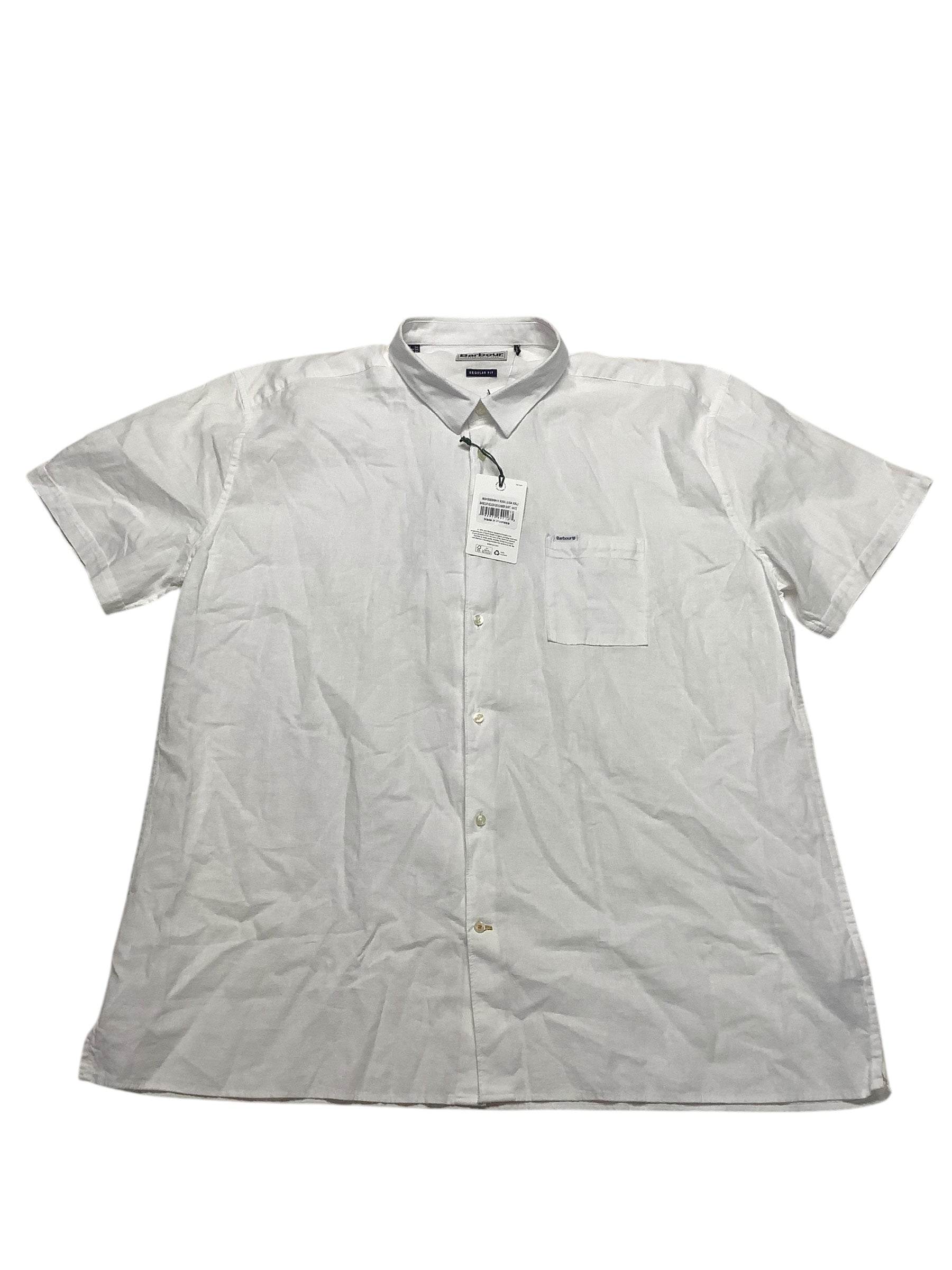 Barbour Mens Regular fit Short Sleeve Button-Up Shirt XXL White Solid