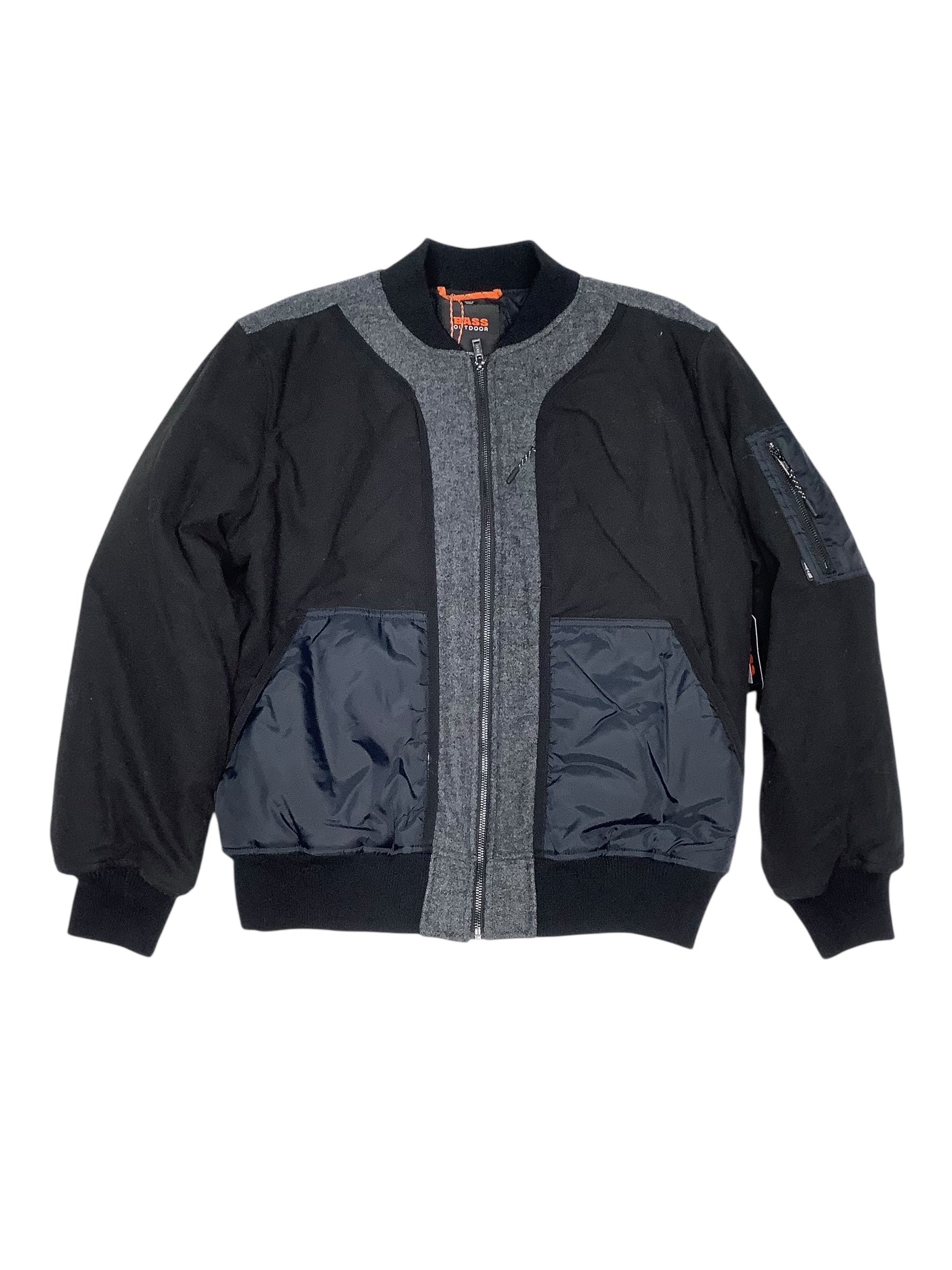 Bass Outdoor Mens Regular fit Mixed Media Jacket Coat Large Black Solid Full Zip