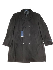 Nautica Mens Classic-Fit Double Breasted Wool Overcoat Coat 48 L Black