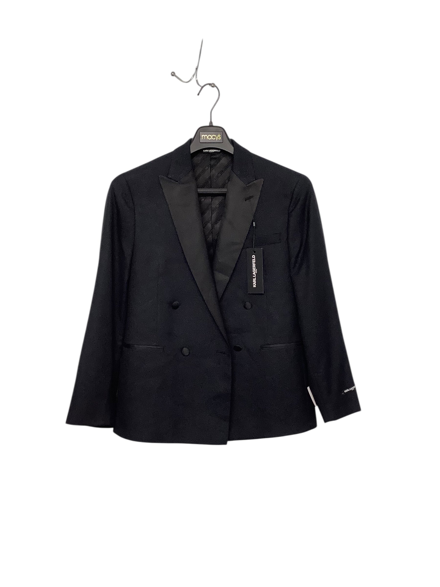 Karl Lagerfeld Mens Modern fit Double Breasted Tuxedo Jacket Blazer 38 S Black