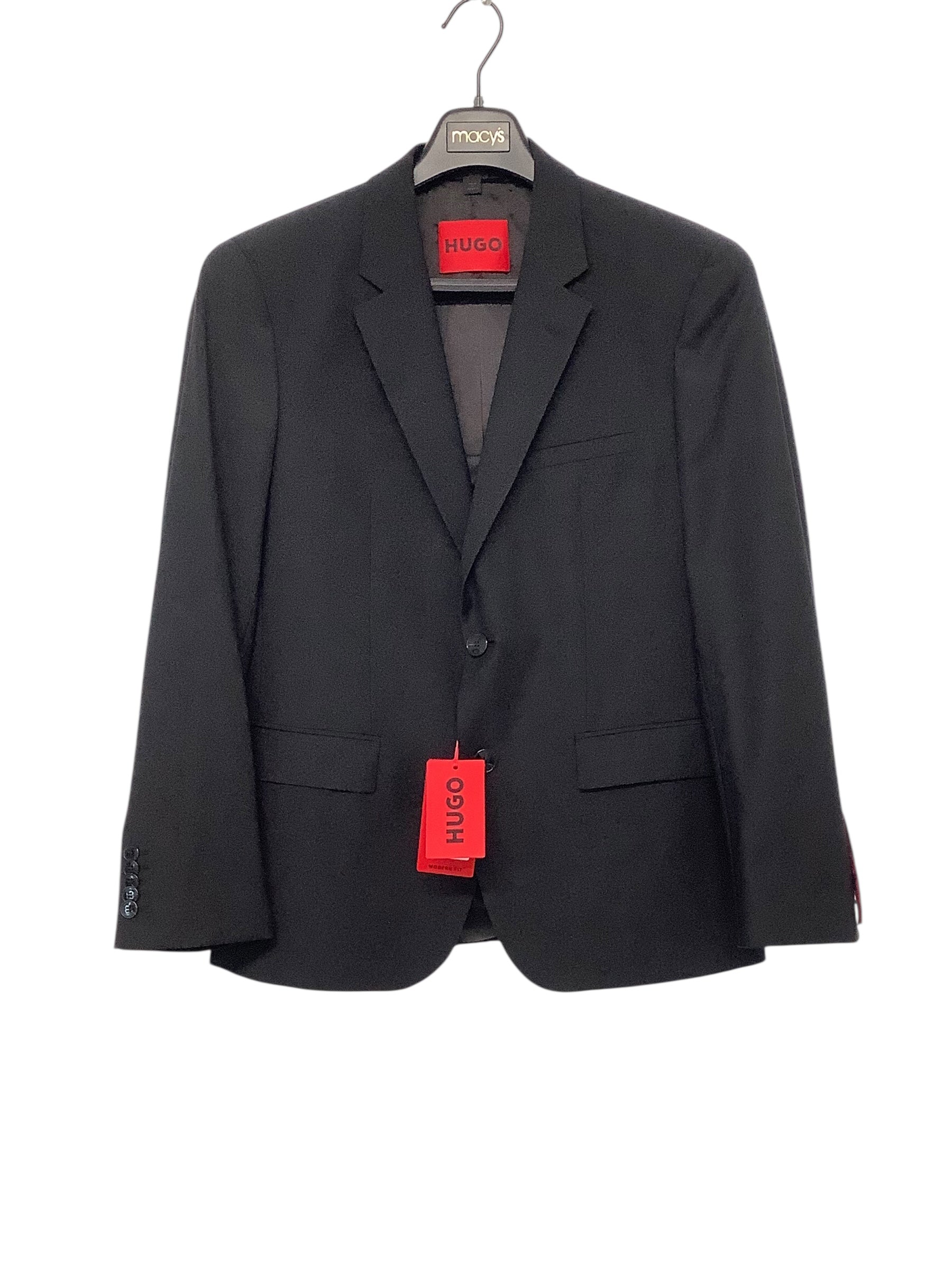 Hugo Boss Mens Modern fit Suit Jacket Blazer 38 S Black Solid Stretch