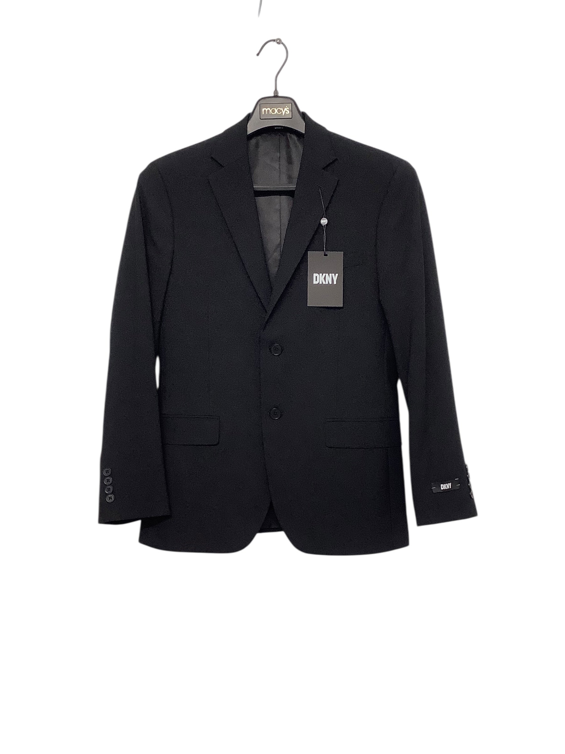 DKNY Mens Modern fit Suit Jacket Blazer 46 R Black Solid Stretch