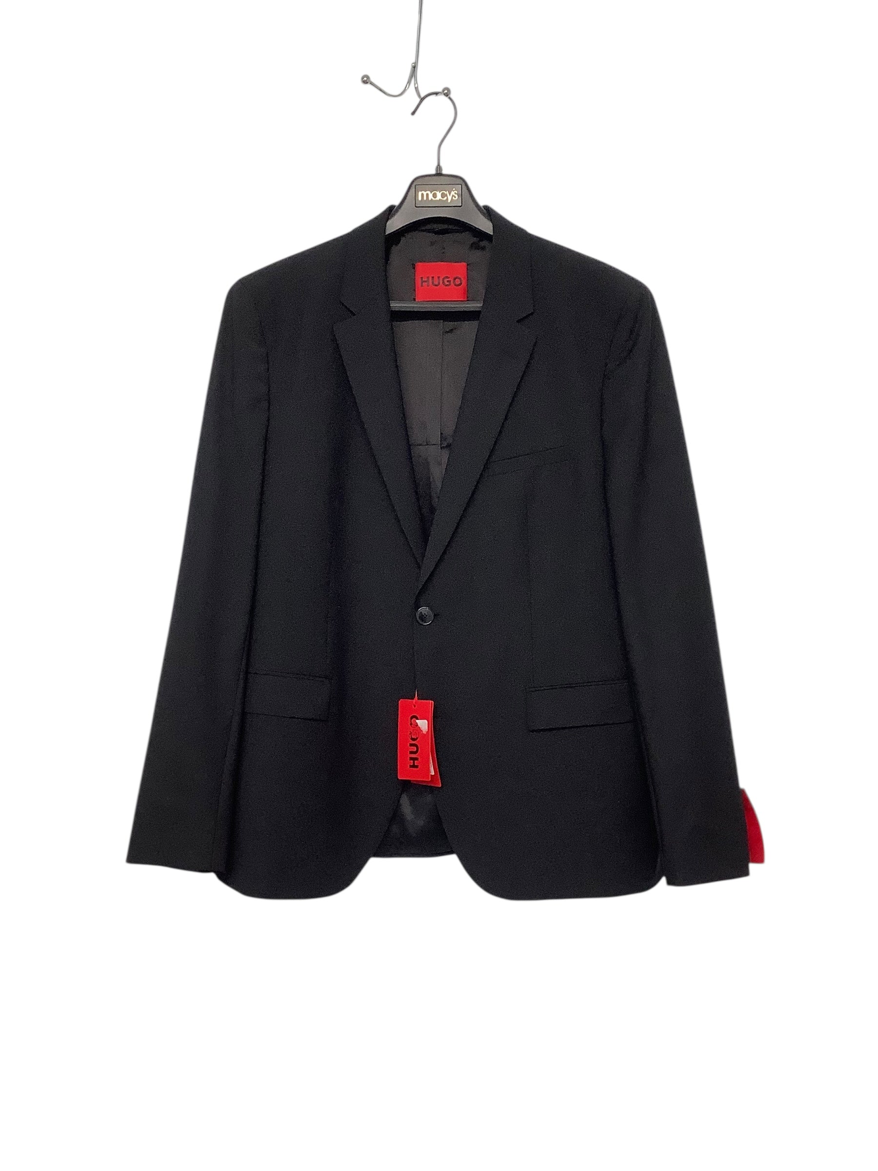 Hugo Boss Mens Modern fit Suit Jacket Blazer 44 R Black Solid Stretch
