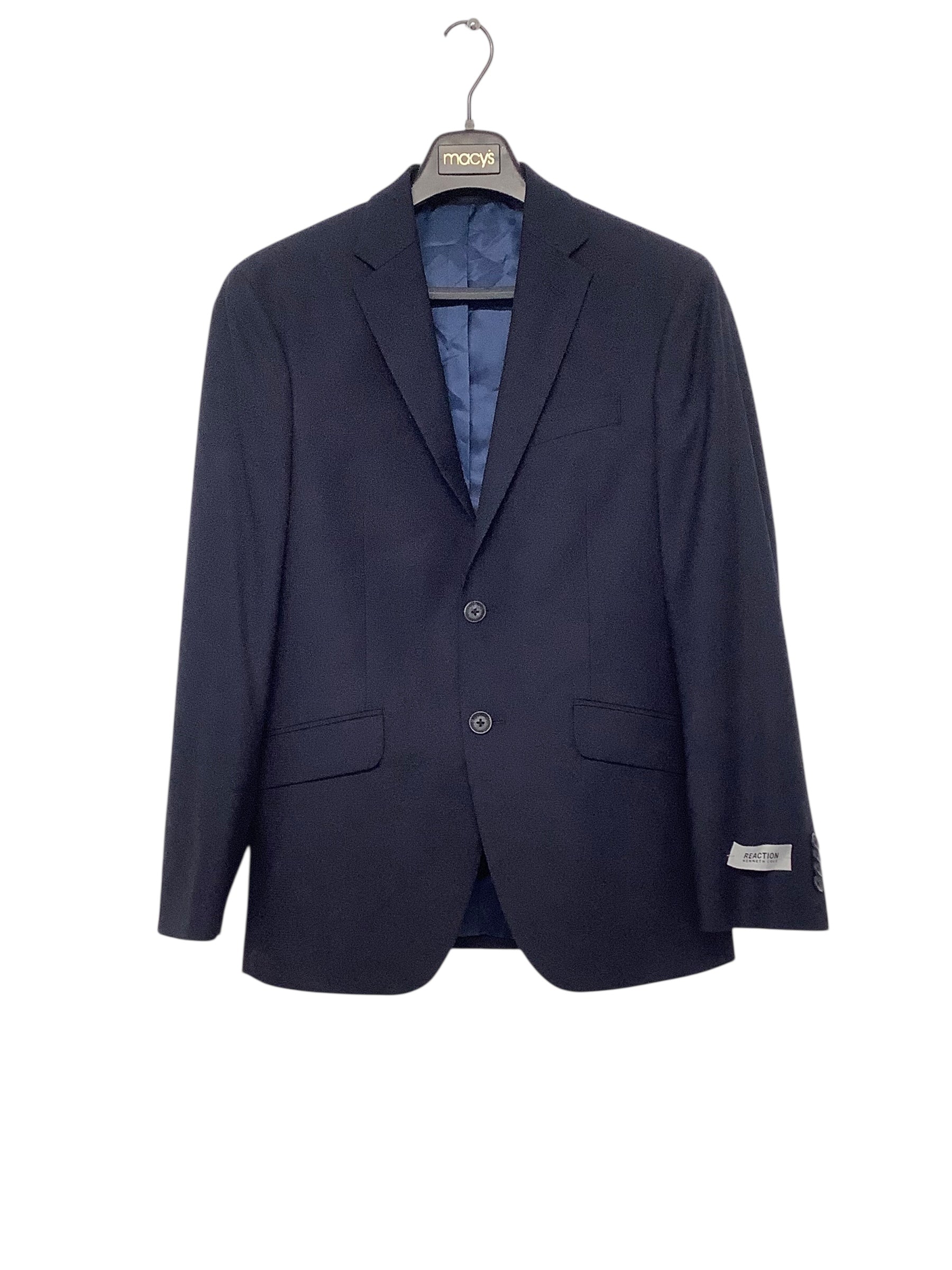 Kenneth Cole Reaction Mens Slim fit Suit Jacket Blazer 36 S Blue Check Stretch