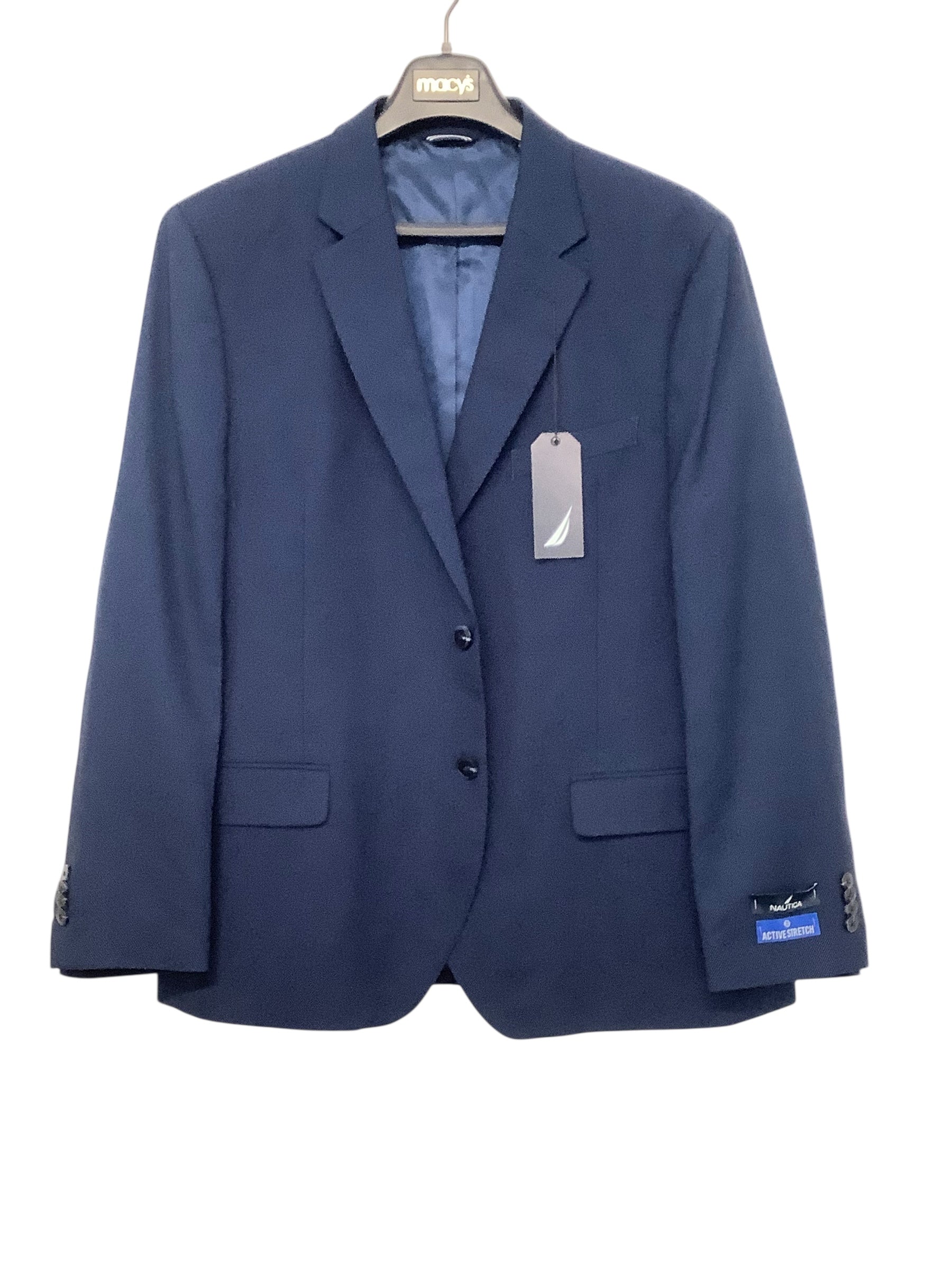 Nautica Mens Modern fit Suit Jacket Blazer 44 S Blue Solid Stretch