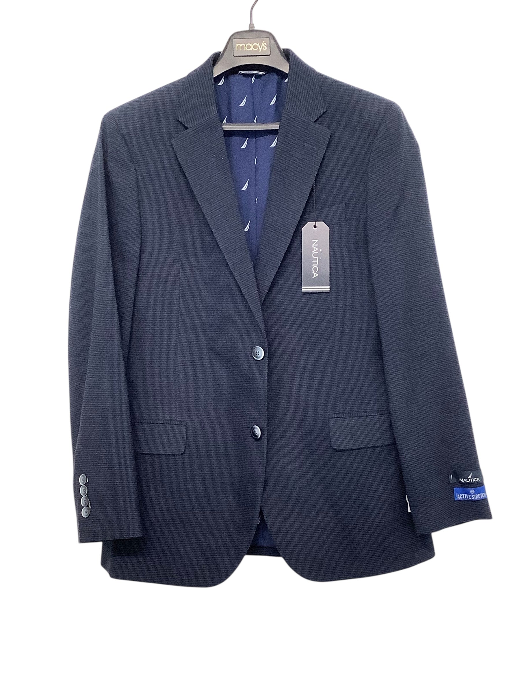 Nautica Mens Modern fit Suit Jacket Blazer 38 R Blue Check Stretch