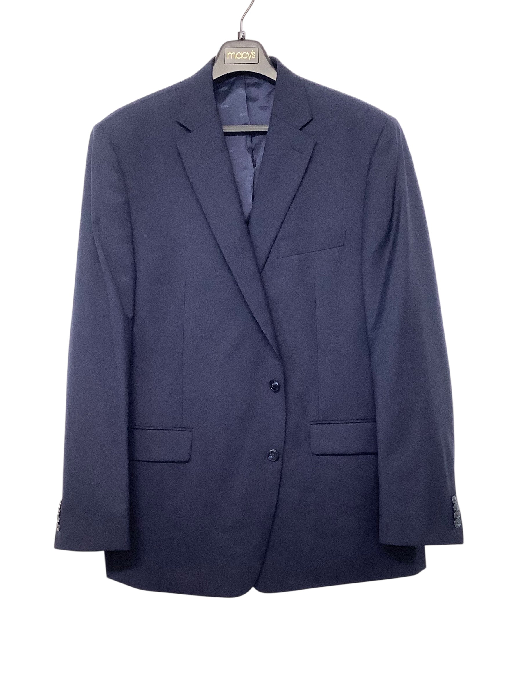 Michael Kors Mens Regular fit Suit Jacket Blazer 46 L Navy Blue Solid Stretch
