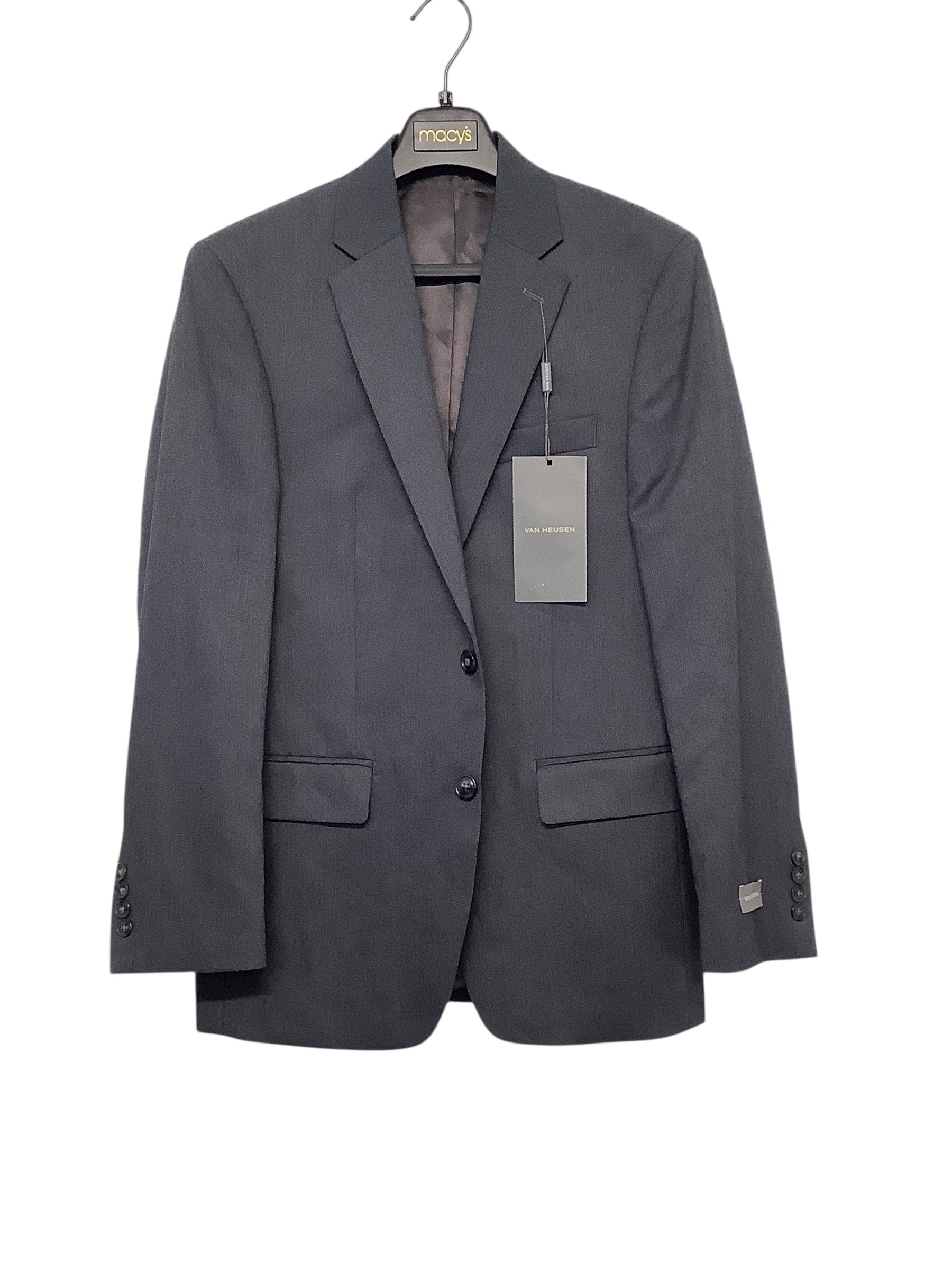 Van Heusen Mens Slim fit Sport Coat Blazer 44 R Grey Solid