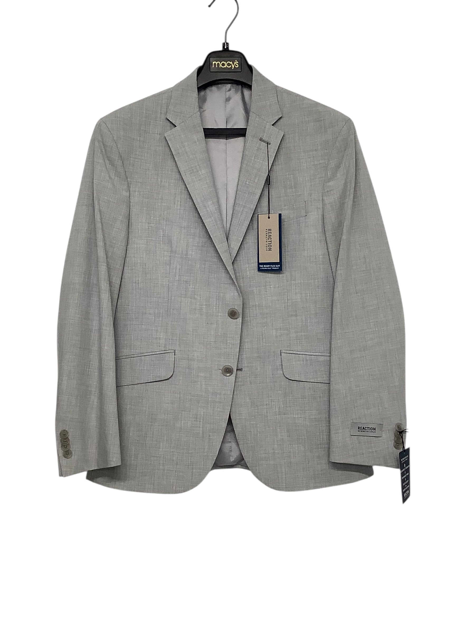 Kenneth Cole Reaction Mens Slim fit Suit Jacket Blazer 40 S Grey Solid Stretch