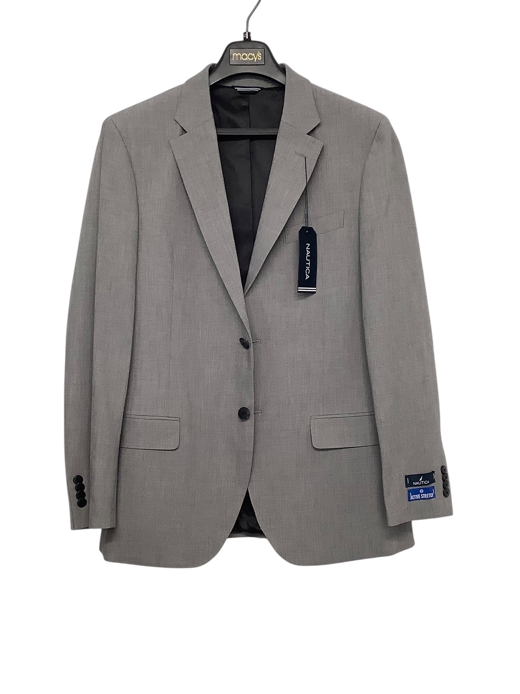 Nautica Mens Modern fit Suit Jacket Blazer 38 R Grey Solid Stretch