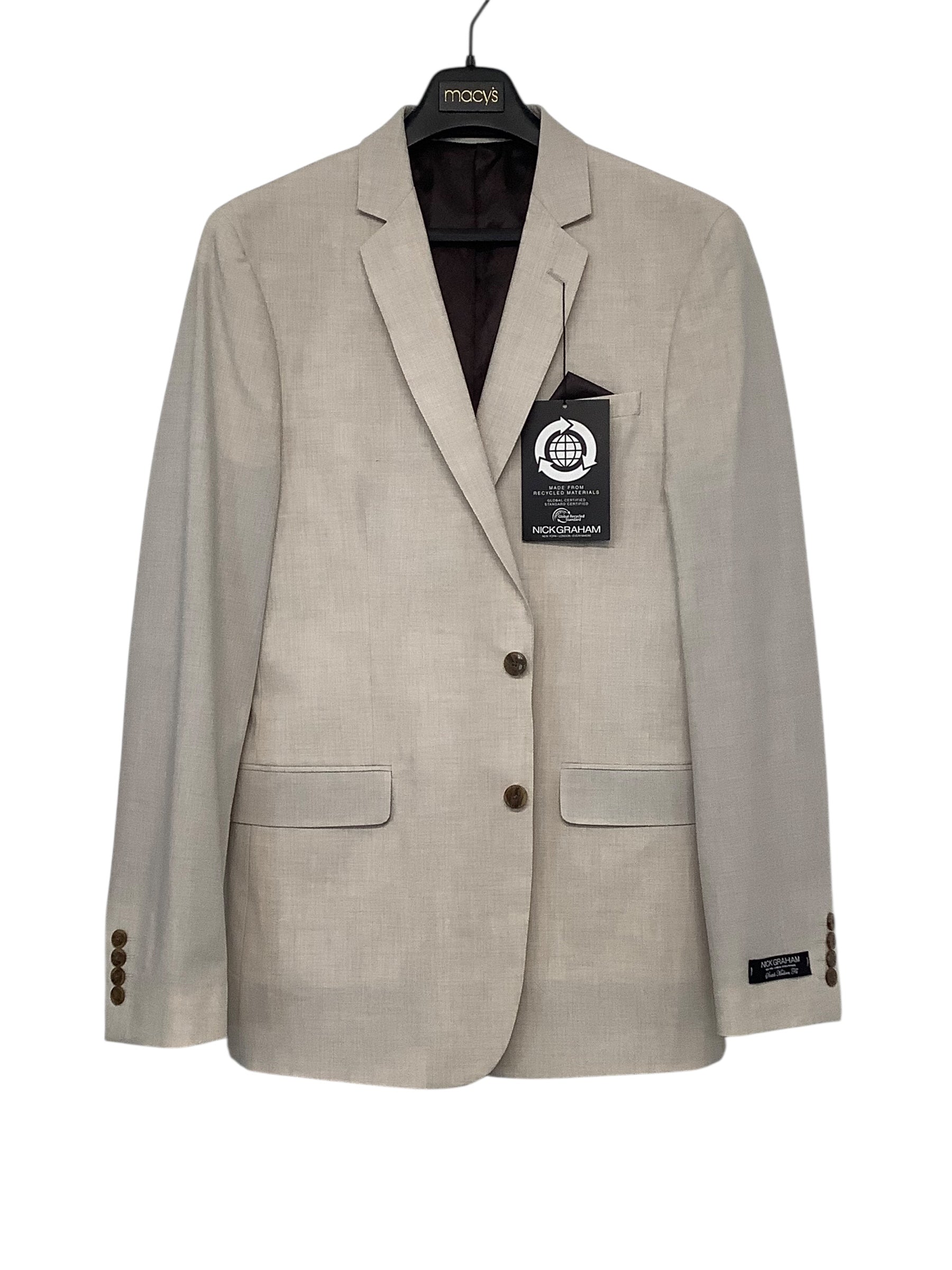 Nick Graham Mens Slim fit Suit Jacket Blazer 42 L Beige Tan Solid Stretch