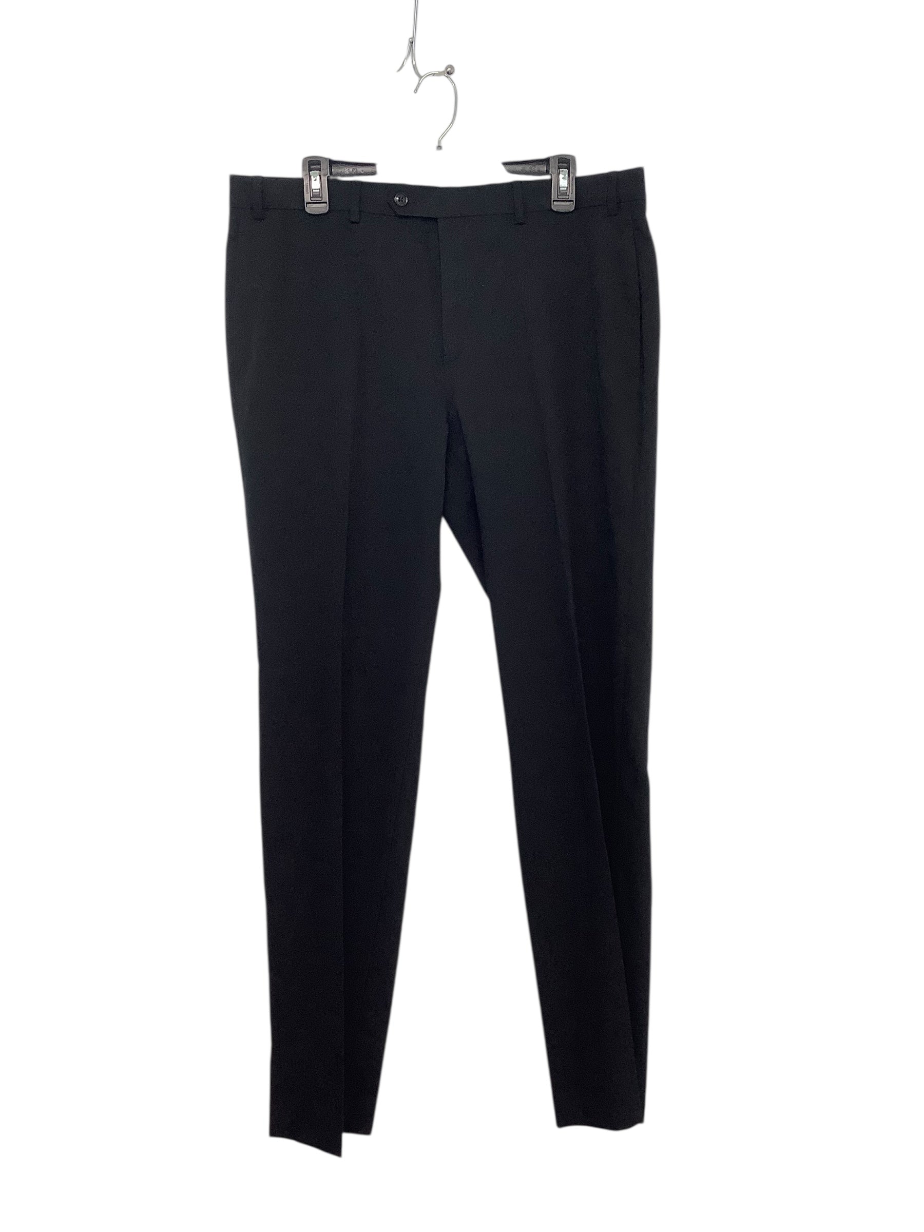 Van Heusen Mens Slim fit Dress Pants 35 / 32 Black Solid Stretch