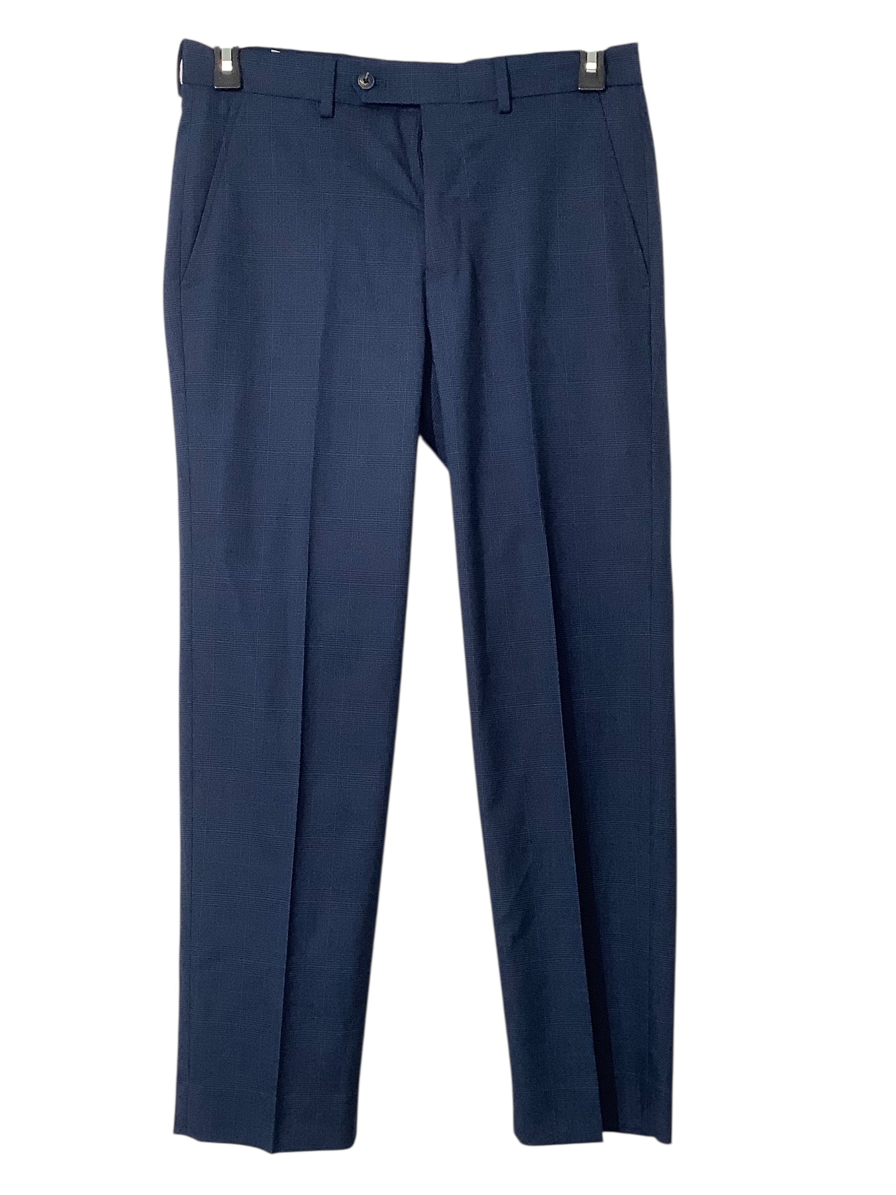Nautica Mens Modern fit Suit Dress Pants 43 / 32 Blue Plaid Stretch