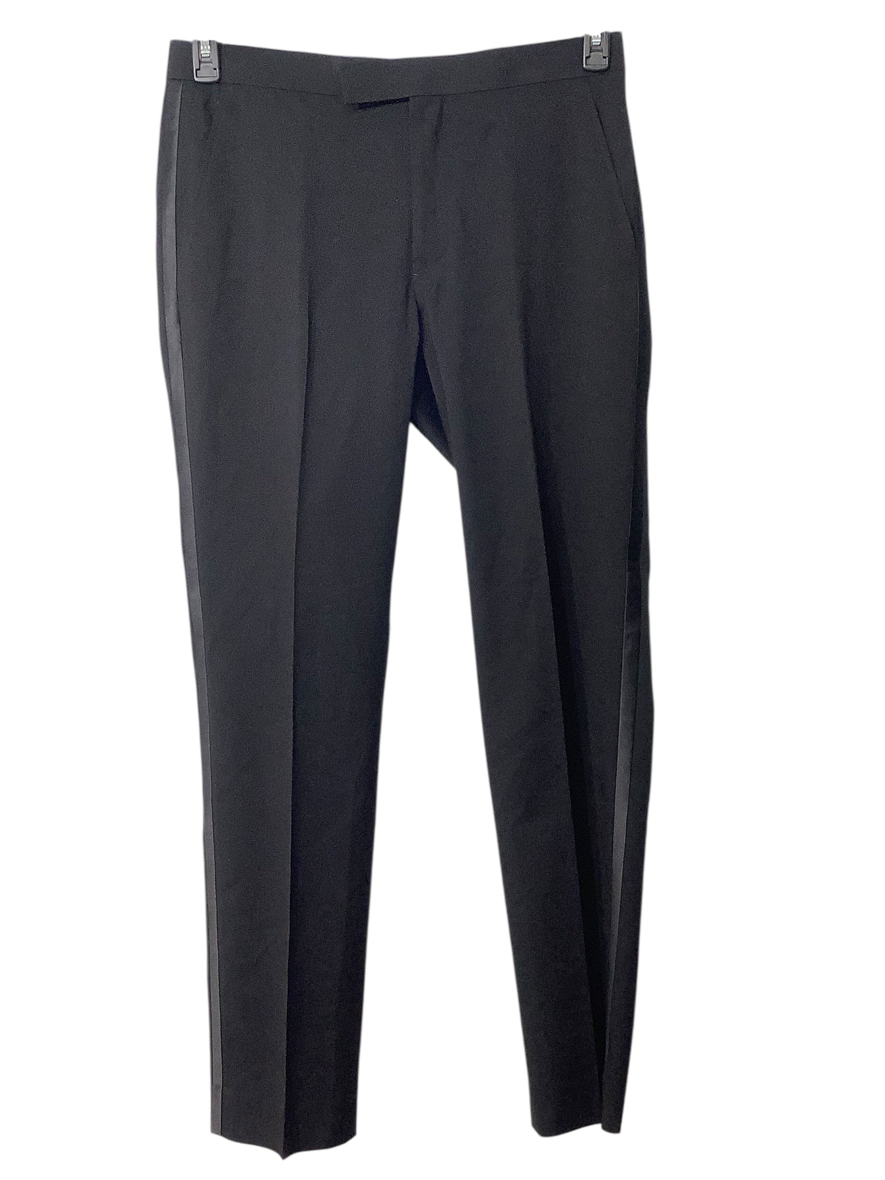 Kenneth Cole Reaction Mens Slim fit Tuxedo Pants 42 / 32 Black Solid Stretch