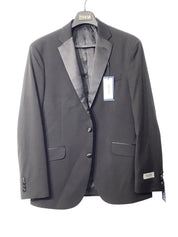 Kenneth Cole Reaction Mens Slim Tuxedo Jacket Blazer 40 R Black Solid Stretch