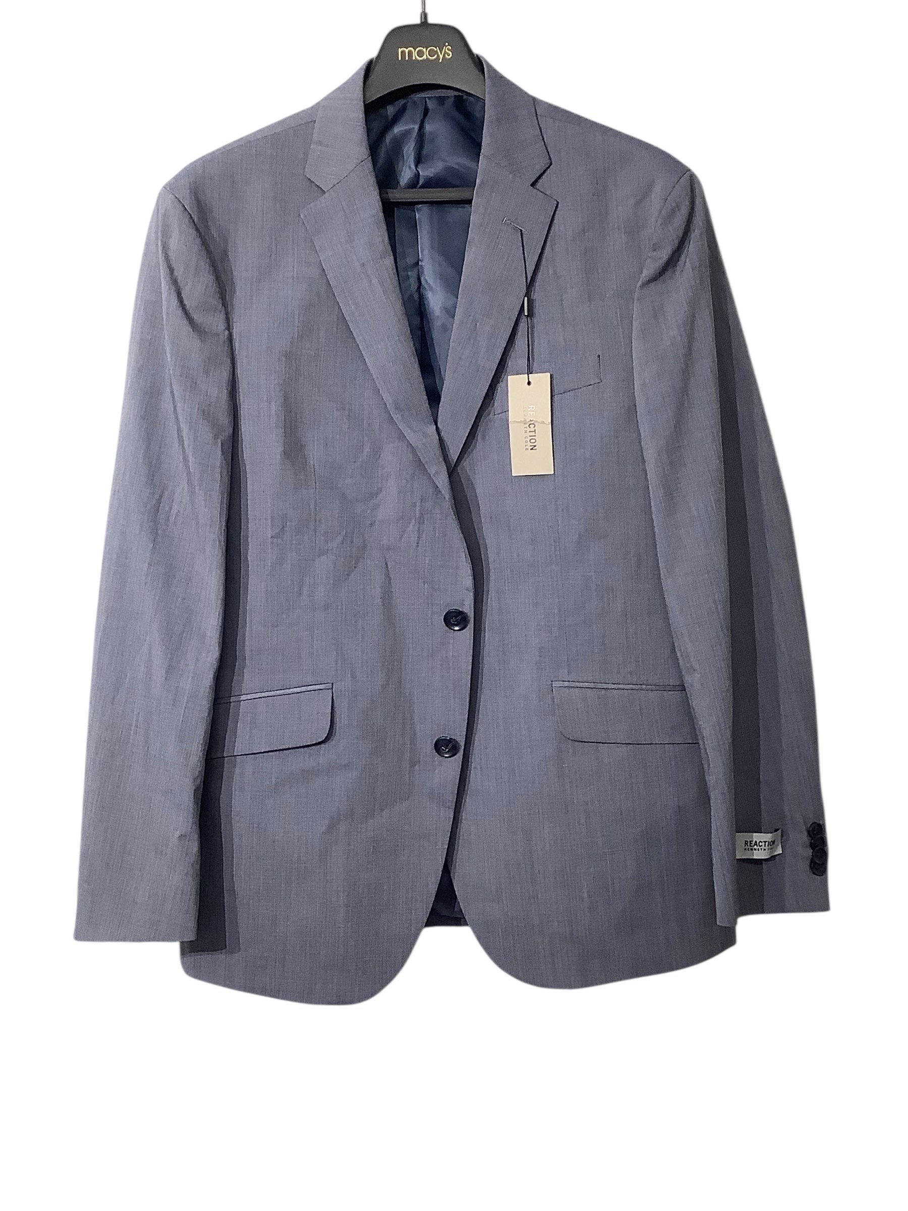Kenneth Cole Reaction Mens Slim fit Suit Jacket Blazer 42 R Blue Solid Stretch