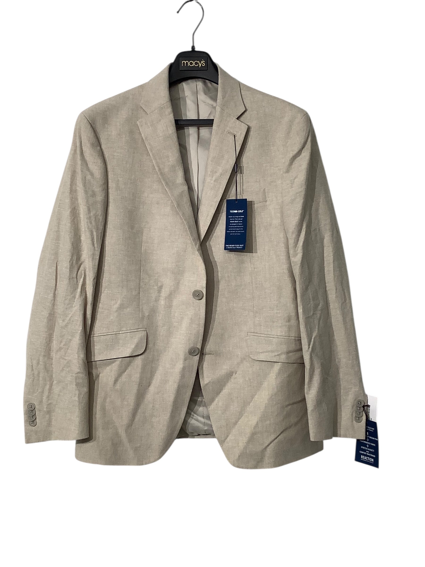 Kenneth Cole Reaction Mens Slim fit LINEN Suit Jacket Blazer 40 R Beige Tan
