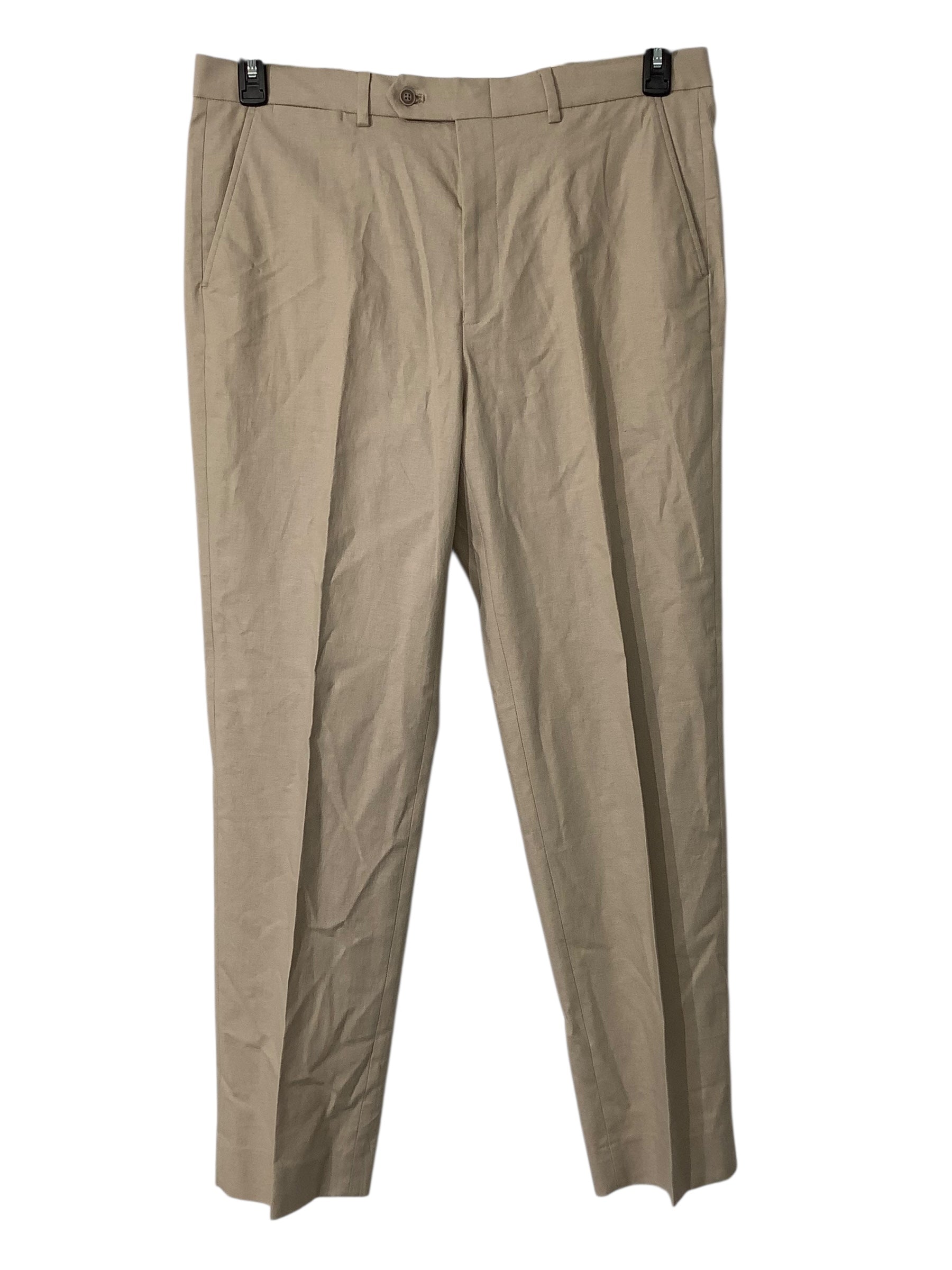Nautica Mens Modern fit Linen Suit Dress Pants 36 / 32 Beige Tan Solid Stretch