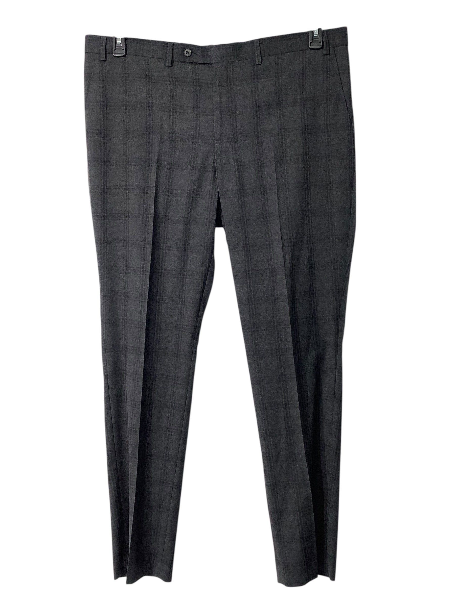 DKNY Mens Modern fit Suit Pants Pants 39 / 32 Grey Blue Plaid Stretch