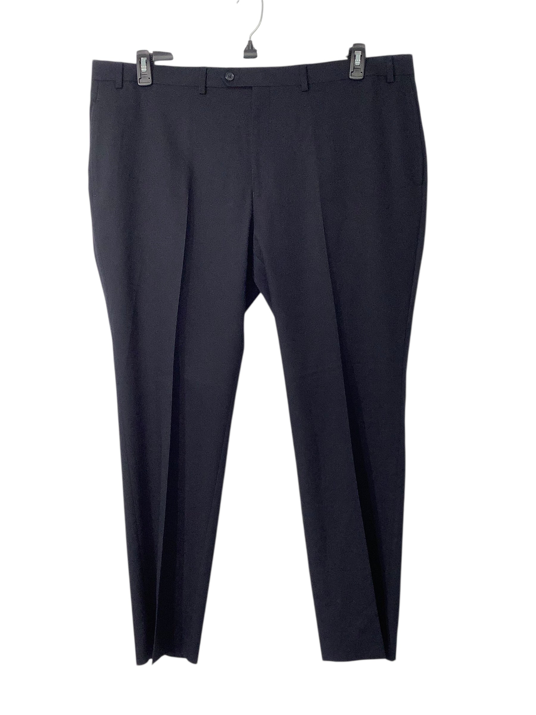Van Heusen Mens Modern fit Suit Dress Pants 42 / 32 Navy Blue Solid Stretch