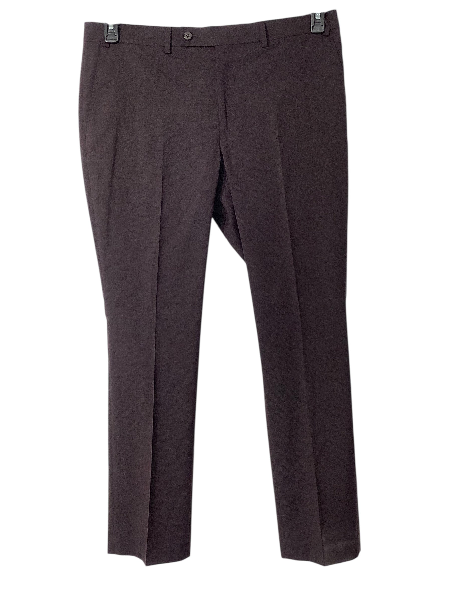 DKNY Mens Modern fit Suit Dress Pants 35 / 30 Burgundy Red Solid Stretch