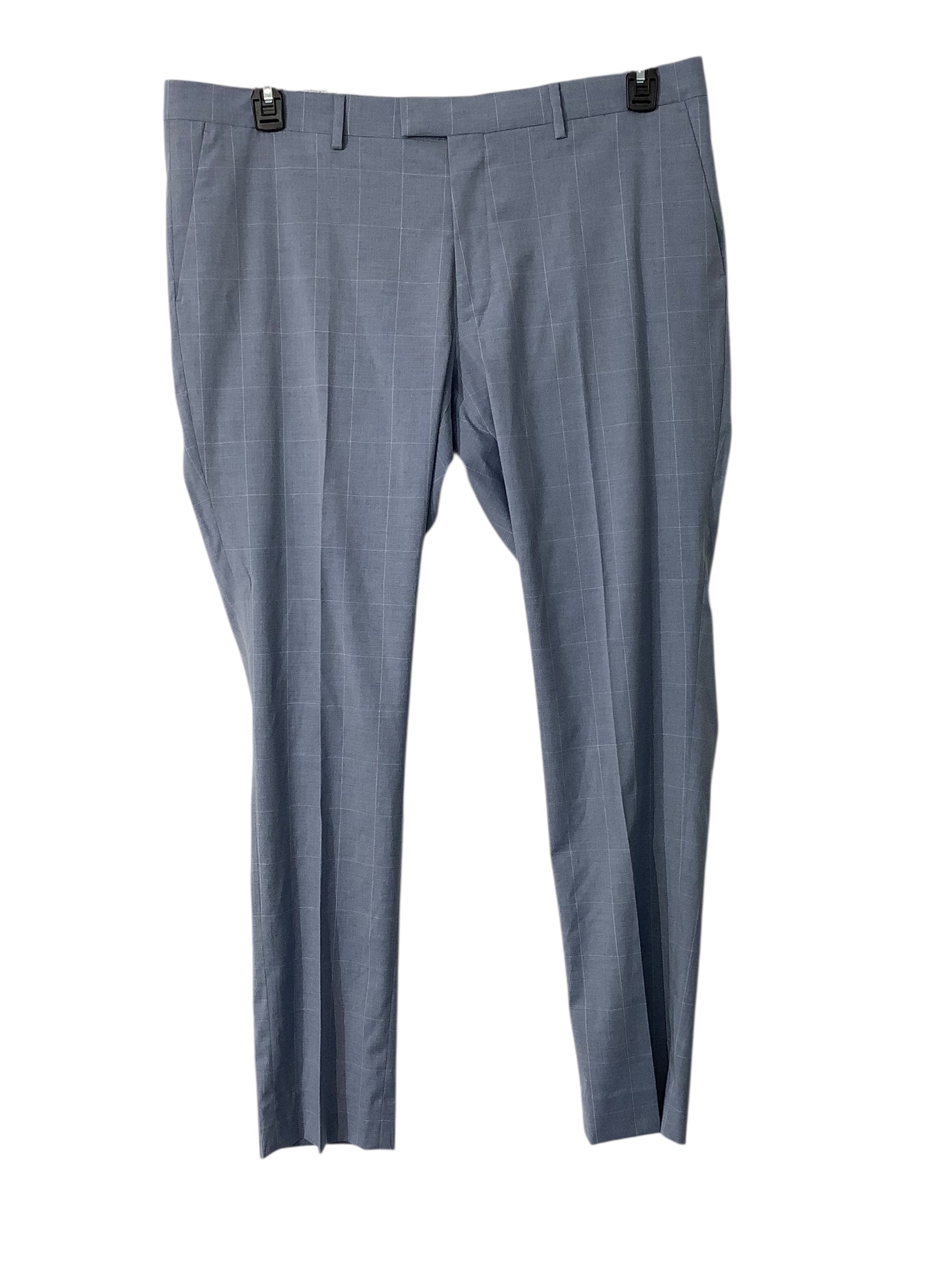Nick Graham Mens Modern fit Suit Dress Pants 41 / 32 Blue Plaid Stretch