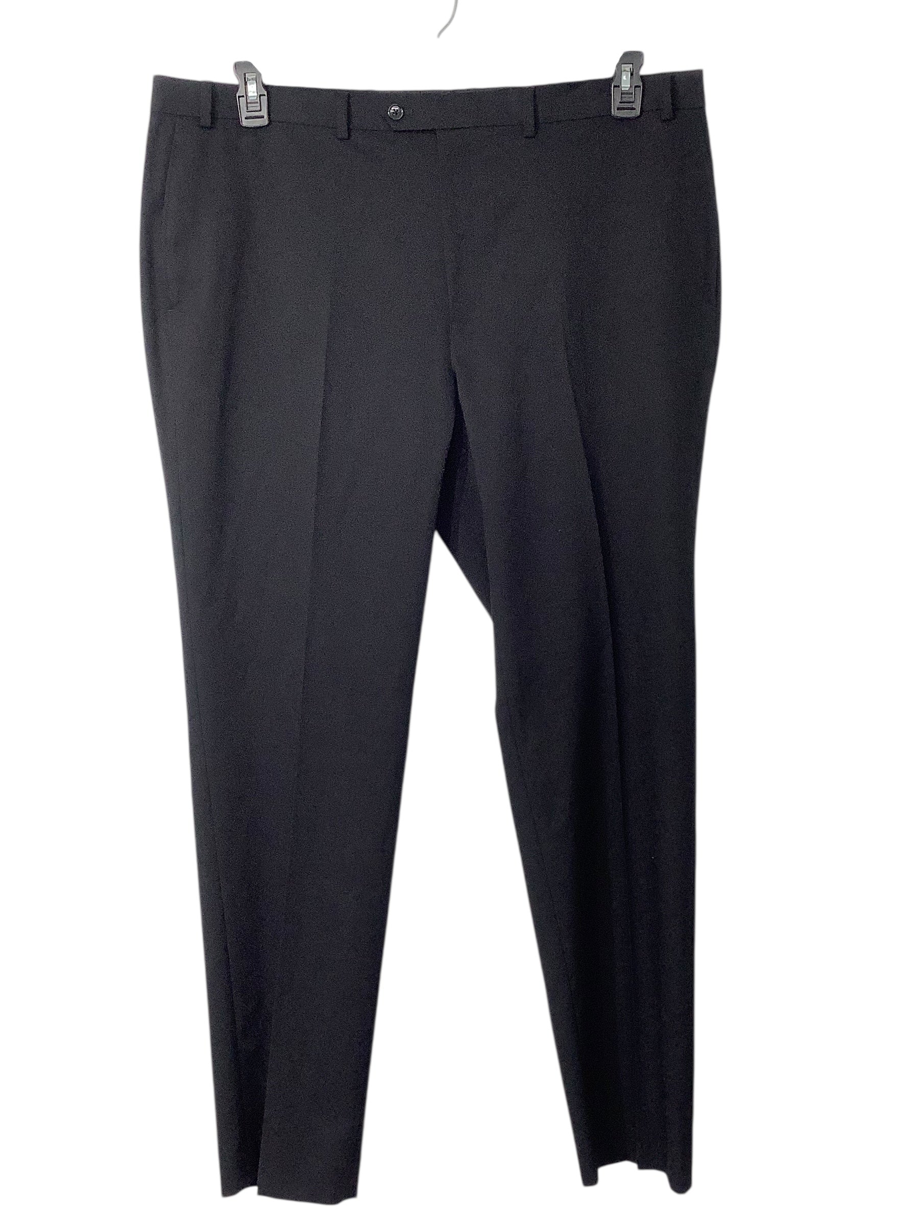 Van Heusen Mens Modern fit Suit Dress Pants 39 / 32 Black Solid Stretch