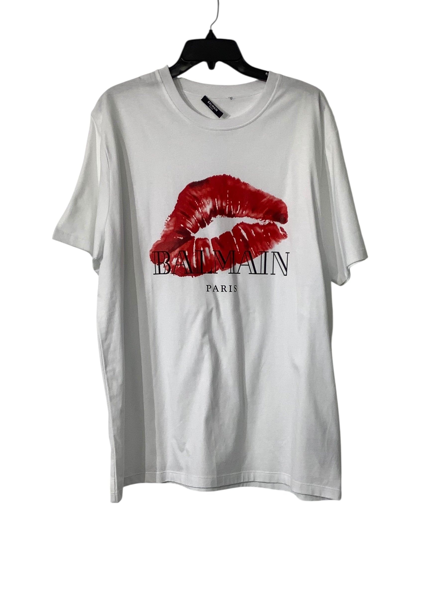Balmain Paris Mens Regular fit Short Sleeve T-Shirt Shirt Medium White