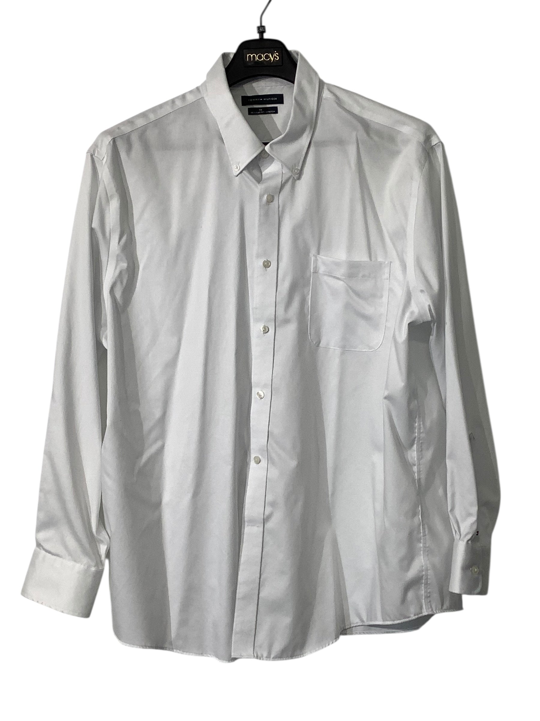 Tommy Hilfiger Mens Regular fit Dress Shirt XXL 18.5 in 34-35 White Solid