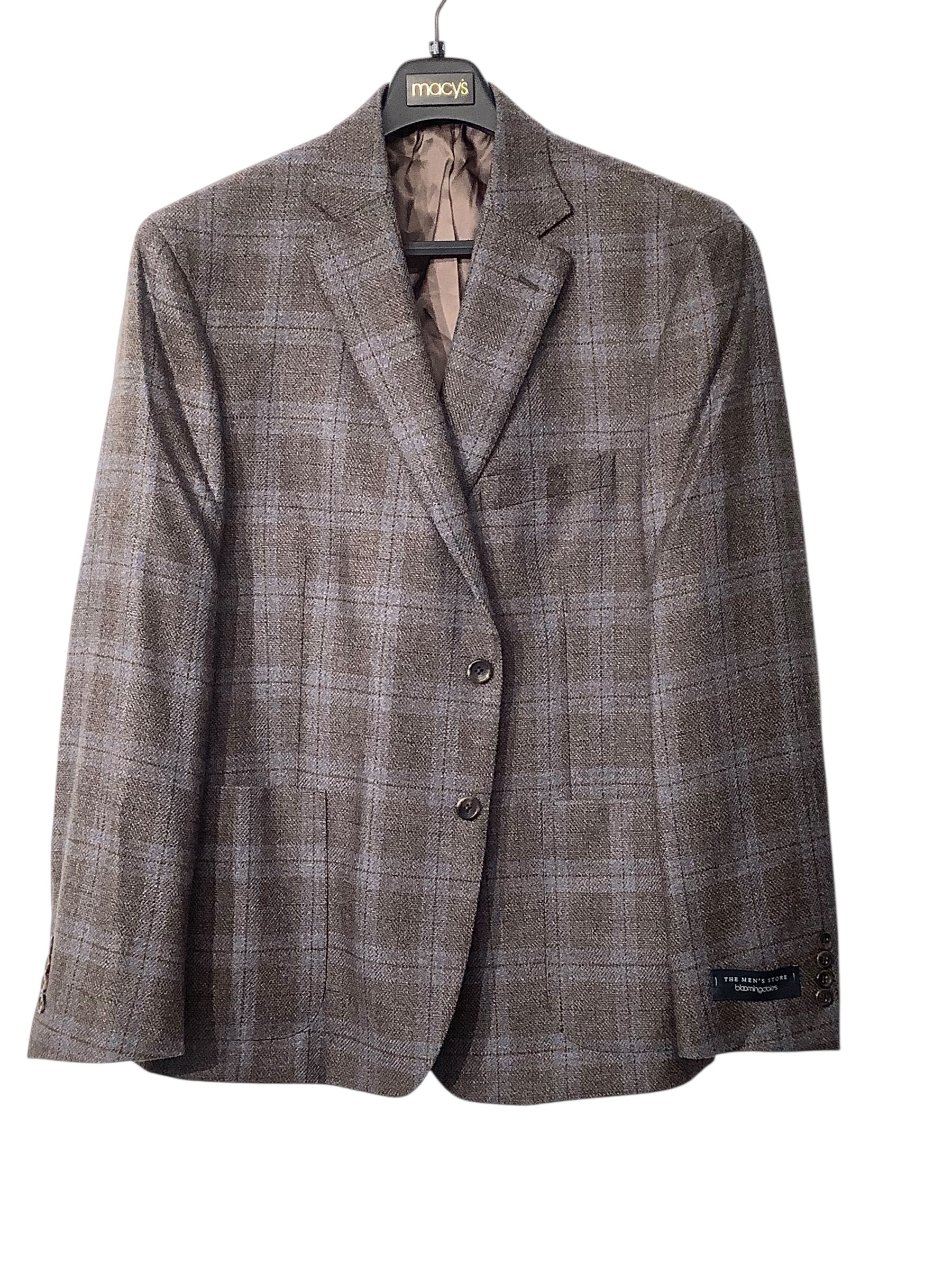 The Mens Store Mens Modern fit Suit Jacket Blazer 46 R Brown Plaid Stretch