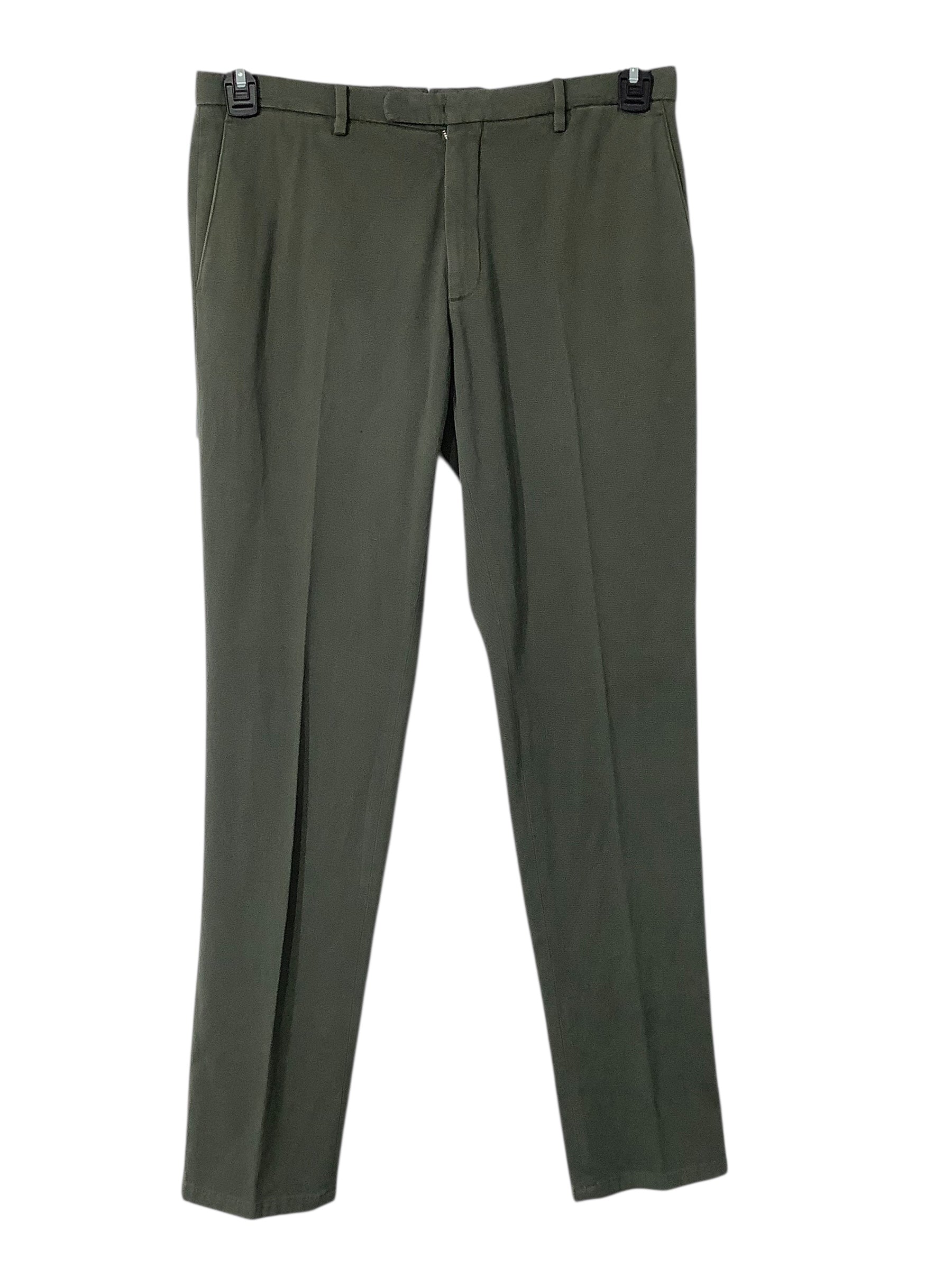 Boglioli Milano Mens Modern fit Chinos Pants Size 34 Olive Green Solid