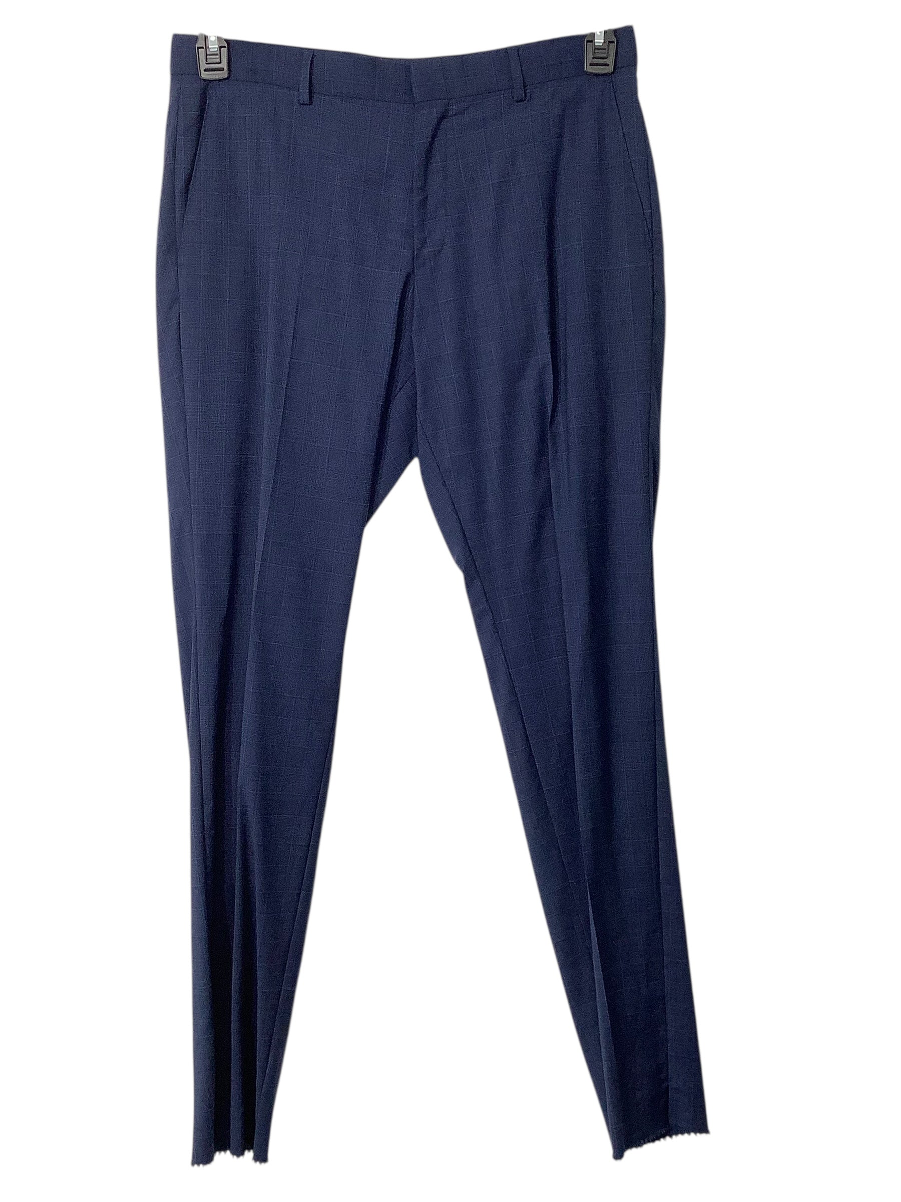 Hugo Boss Mens Slim fit Suit Dress Pants 34 Blue Plaid