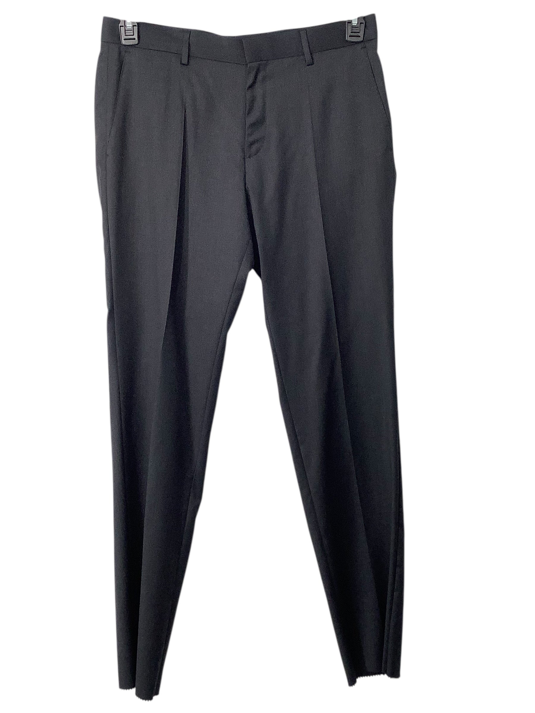Hugo Boss Mens Slim fit Suit Dress Pants 34 Charcoal Grey Solid Stretch