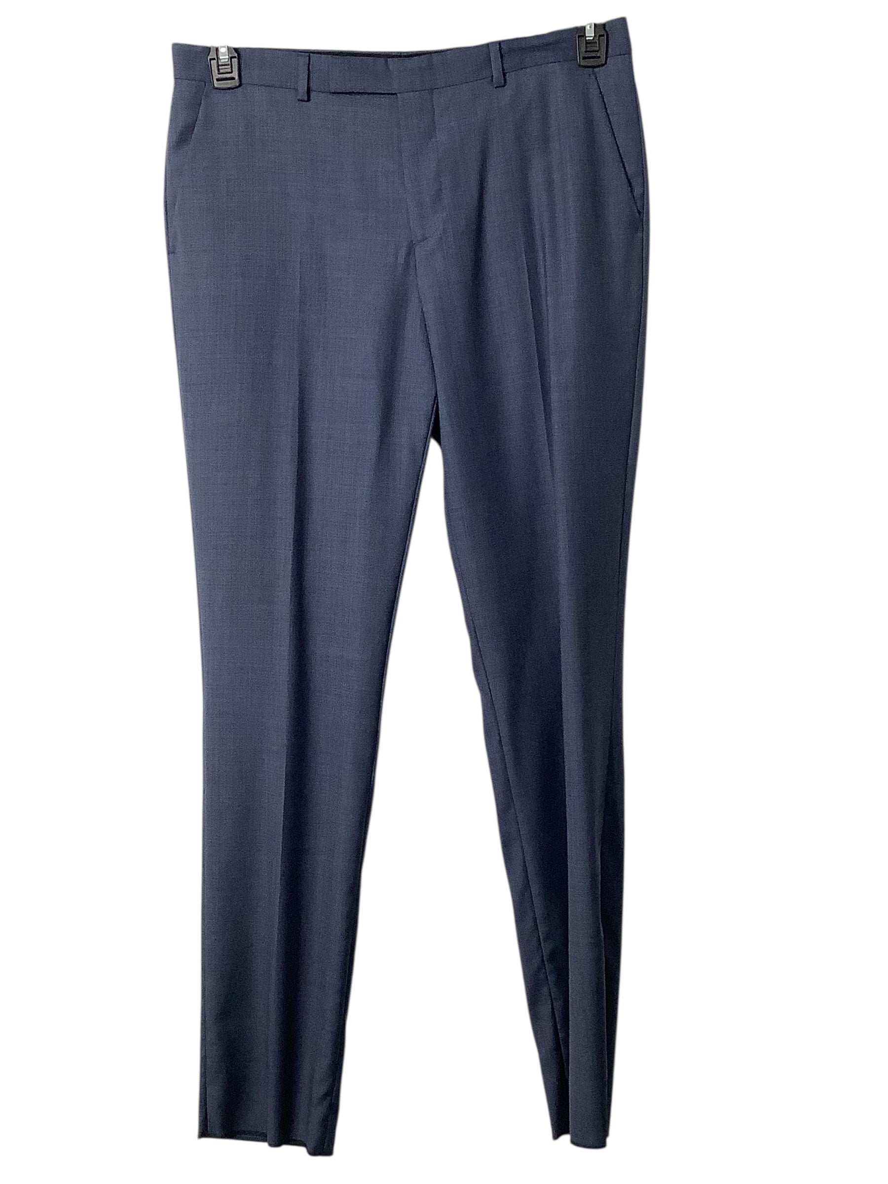Paul Smith Mens Slim fit Suit Dress Pants 36 Waist Blue Solid Stretch