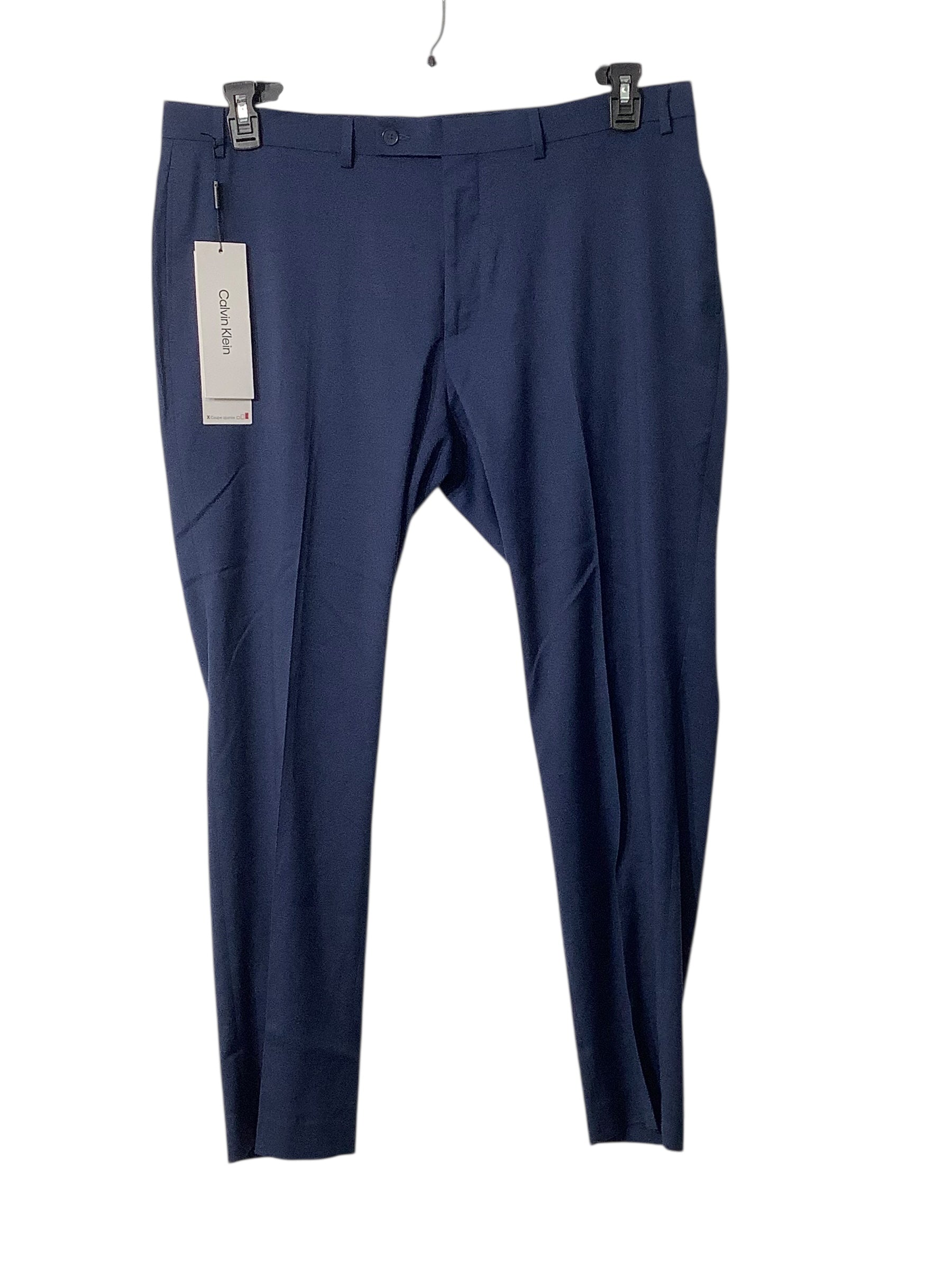 Calvin Klein Mens Slim fit Dress Pants 40 / 30 Blue Solid Stretch