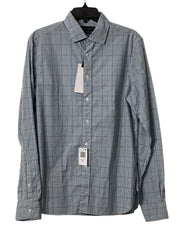 The Men's Store Mens Slim fit Button-Up Shirt Small Blue Plaid Stretch