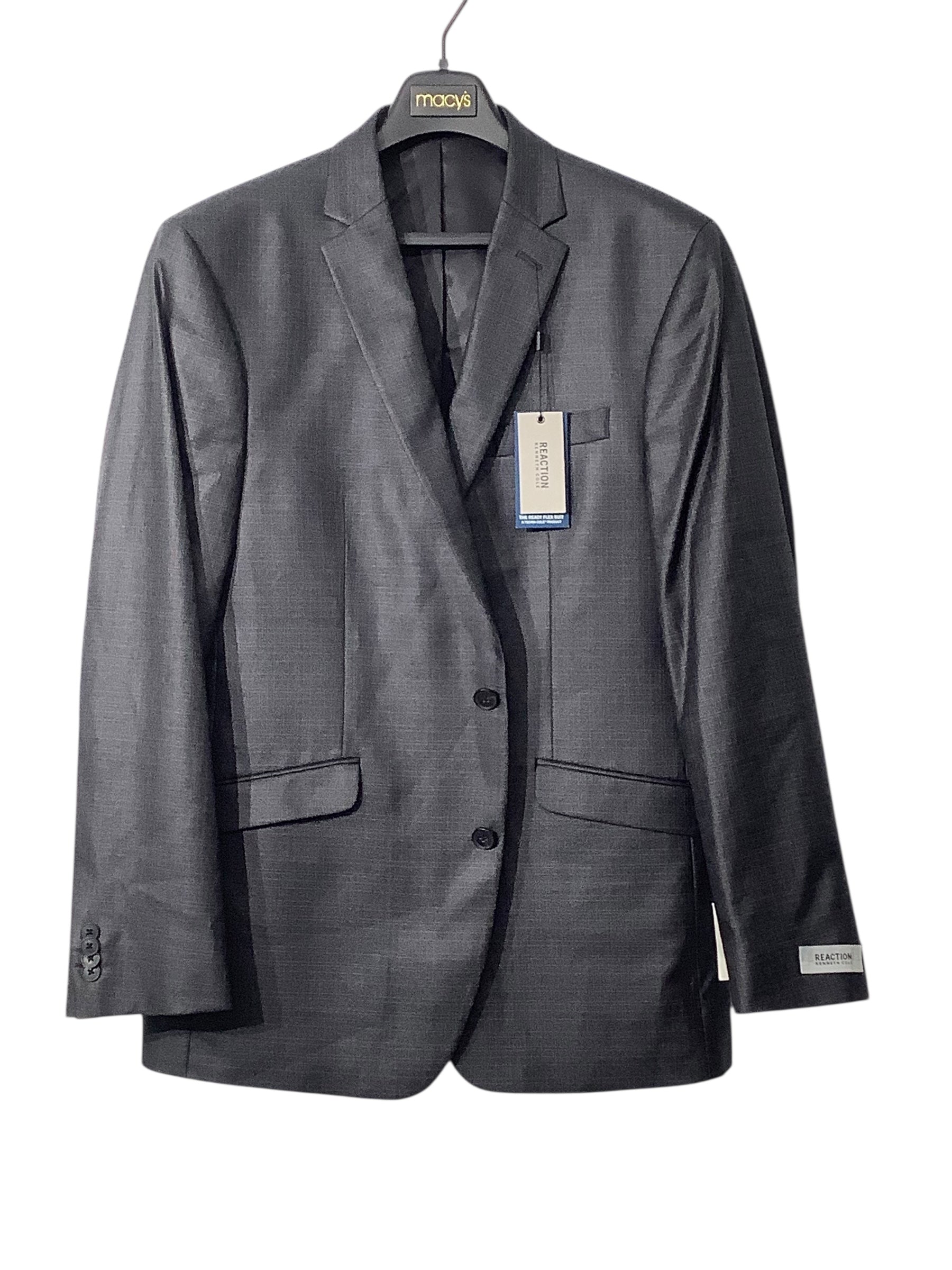 Kenneth Cole Reaction Mens Slim Suit Jacket Blazer 42L Grey Gun Metal Stretch