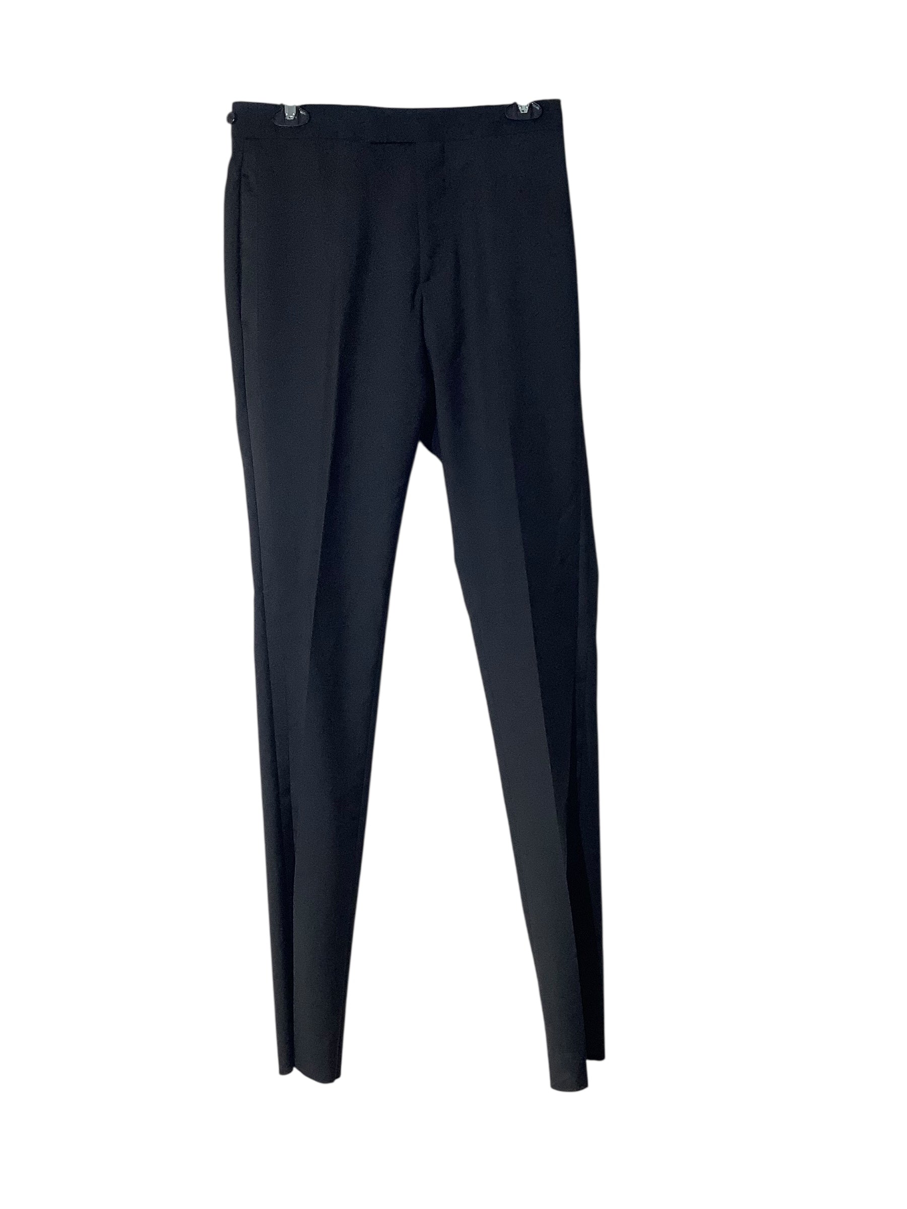 Paul Smith Mens Slim fit Wool Tuxedo Suit Pants Size 30 Black Solid