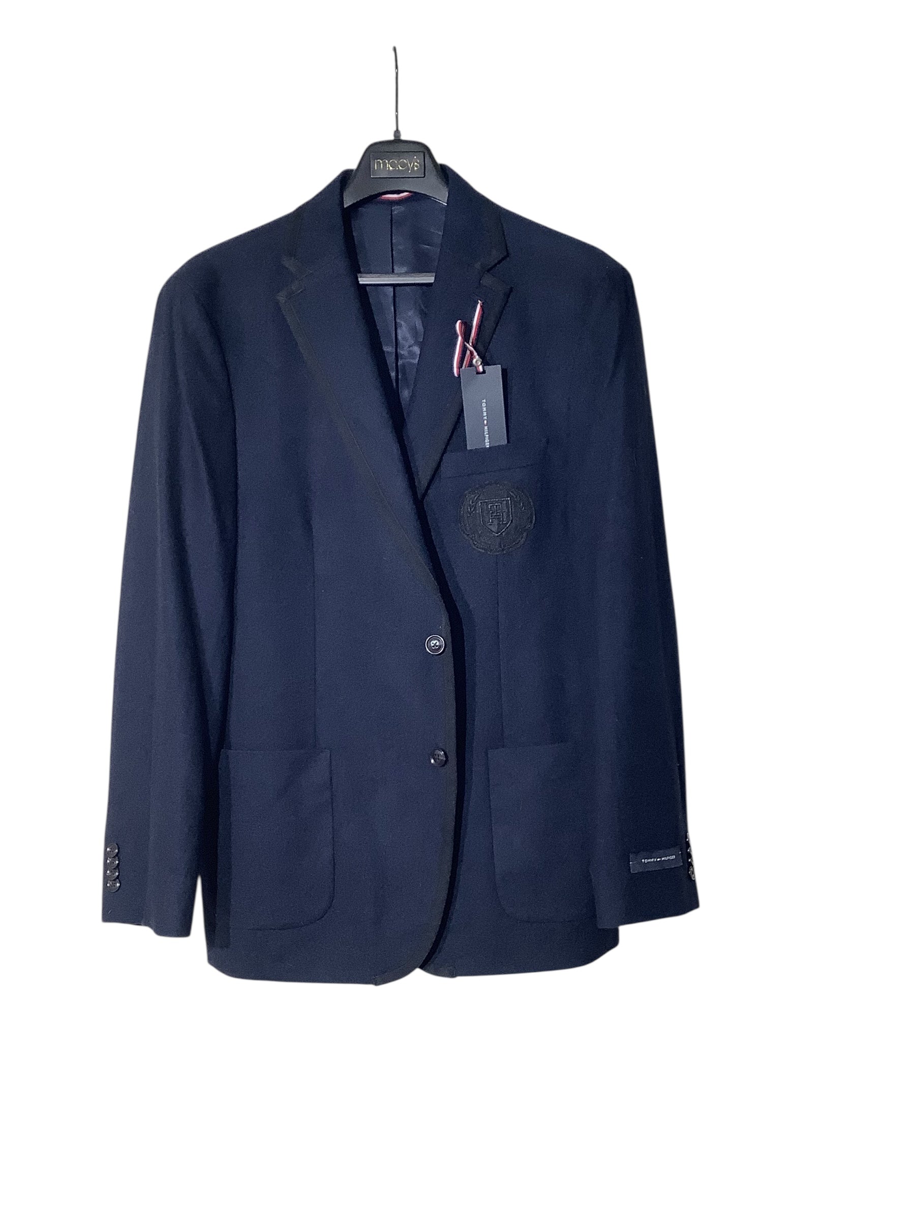 Tommy Hilfiger Mens Modern fit Sport Coat Blazer 44 R Navy Blue Solid Stretch