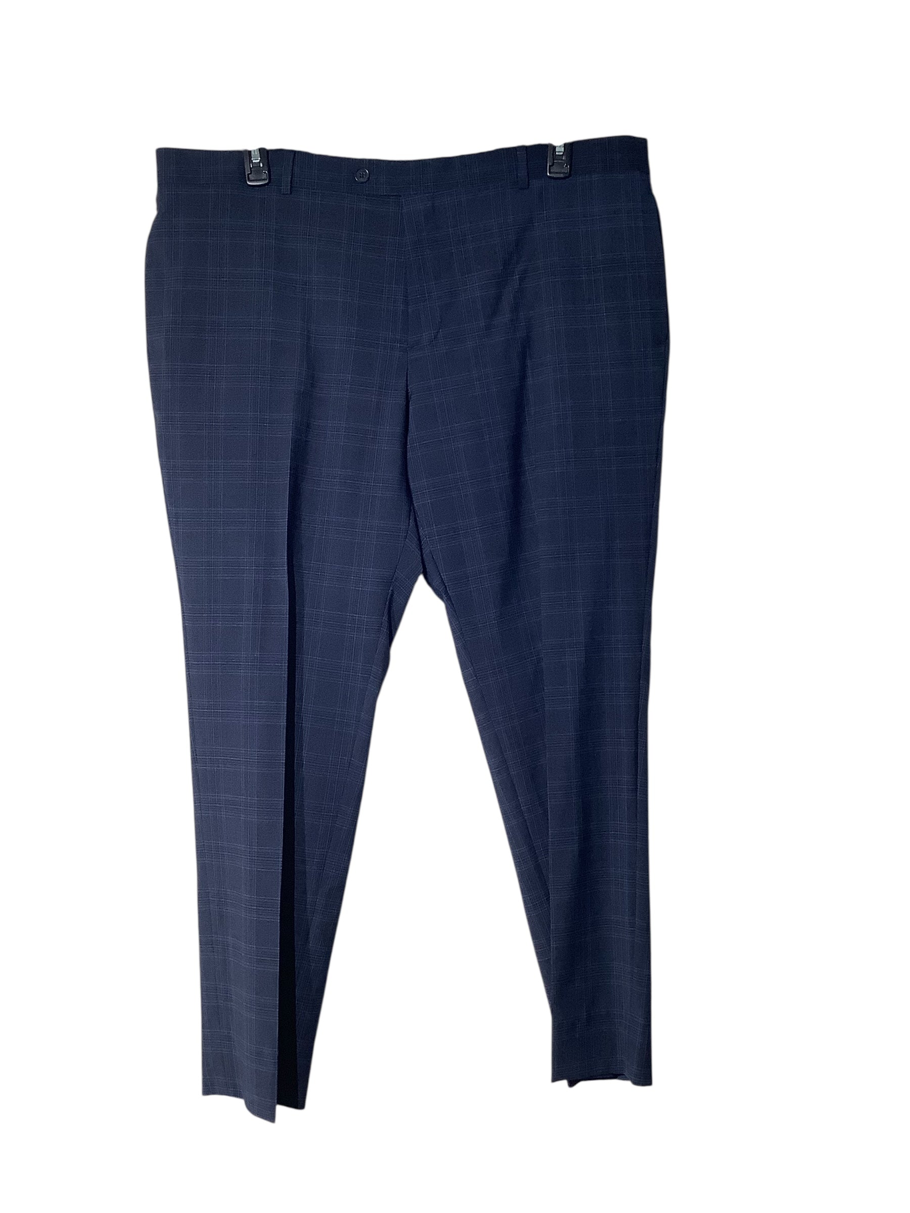 Brooks Brothers Mens Classic fit Dress Pants 40 / 30 Navy Blue Plaid Stretch