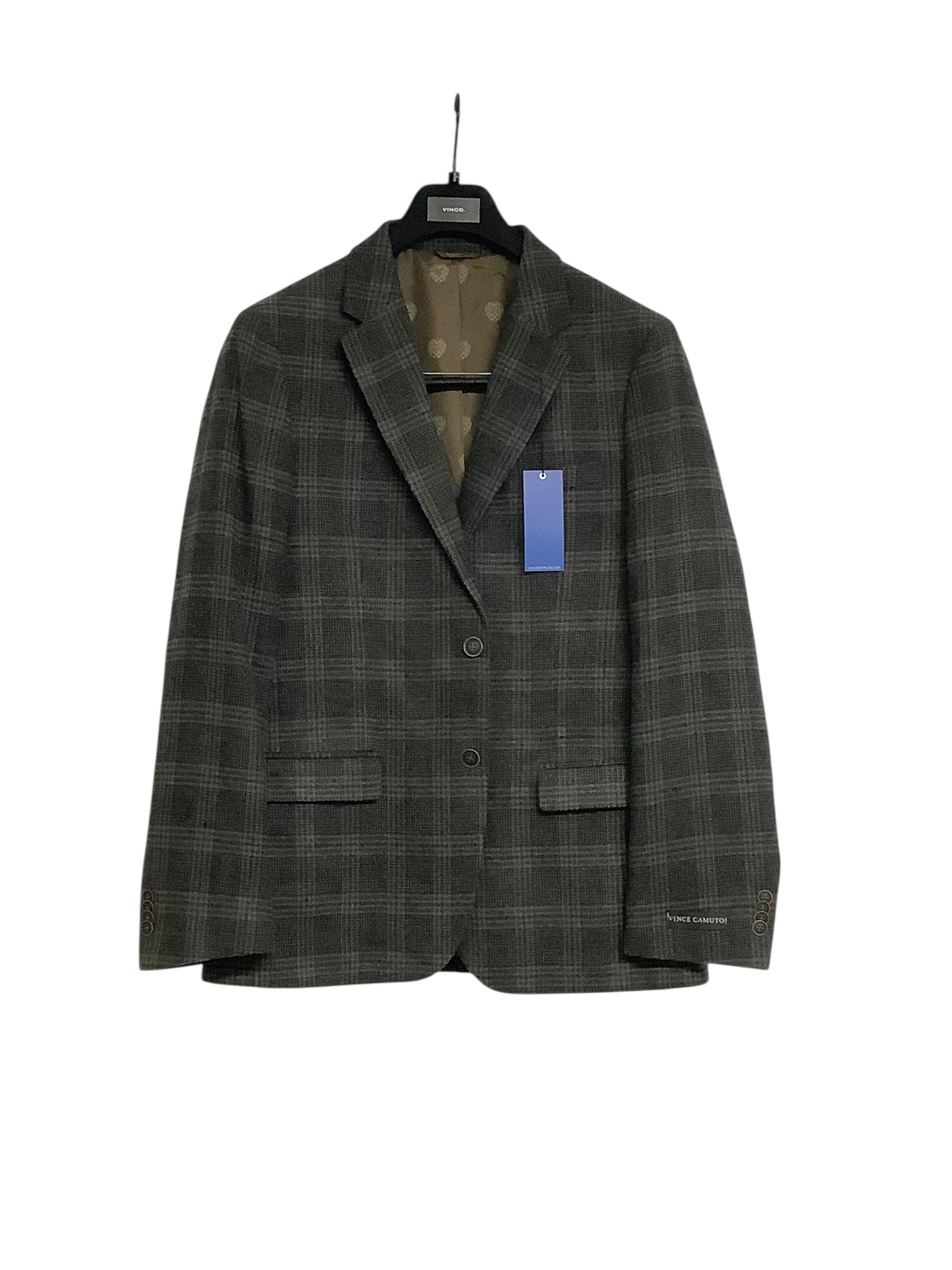 Vince Camuto Mens Slim fit Sport Coat Blazer 42 S Green Plaid Stretch