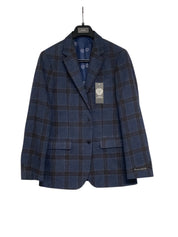 Vince Camuto Mens Slim fit Sport Coat Blazer 38 R Blue Brown Plaid Stretch