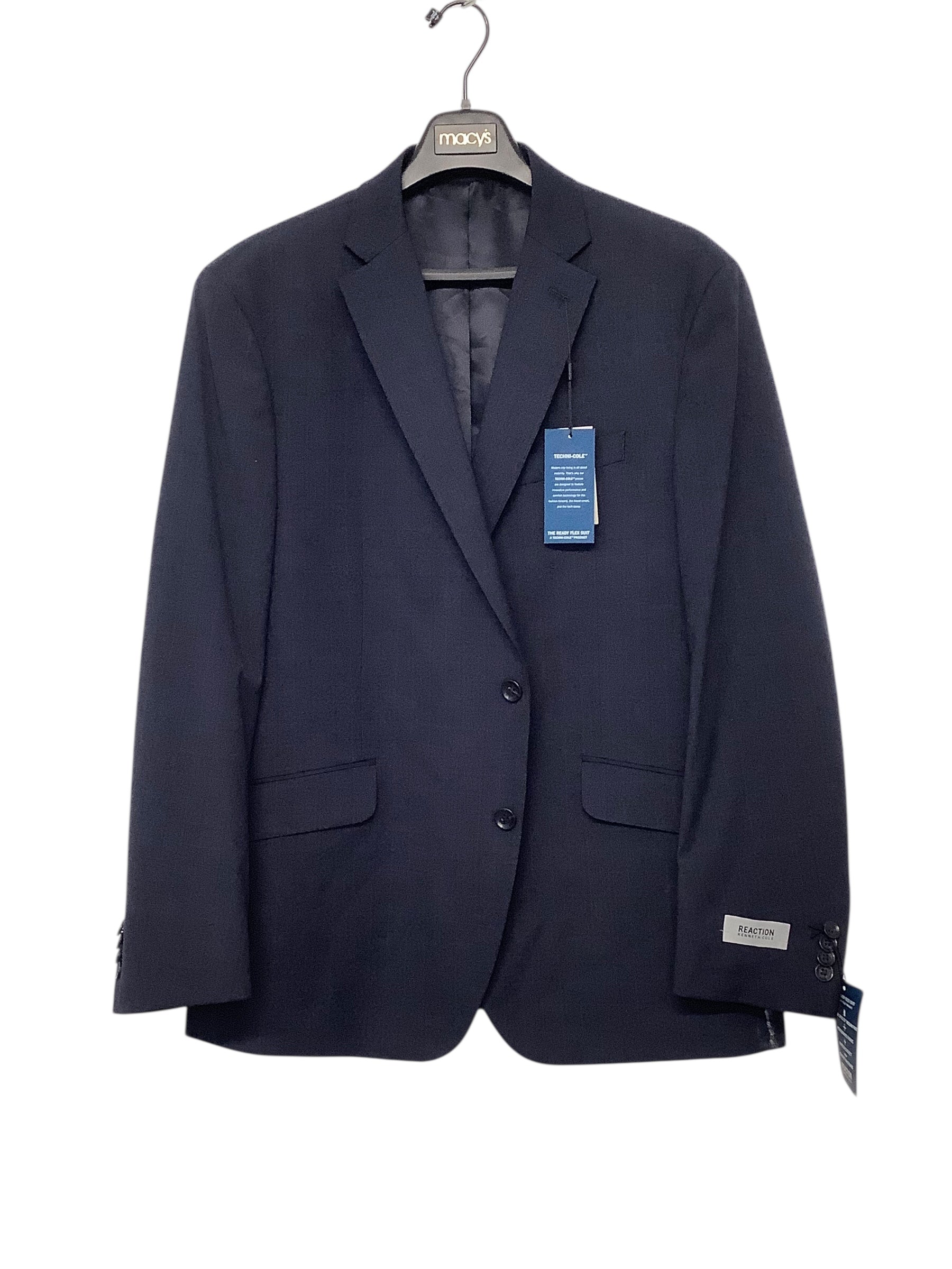 Kenneth Cole Reaction Mens Slim fit Suit Jacket Blazer 46 R Blue Plaid Stretch
