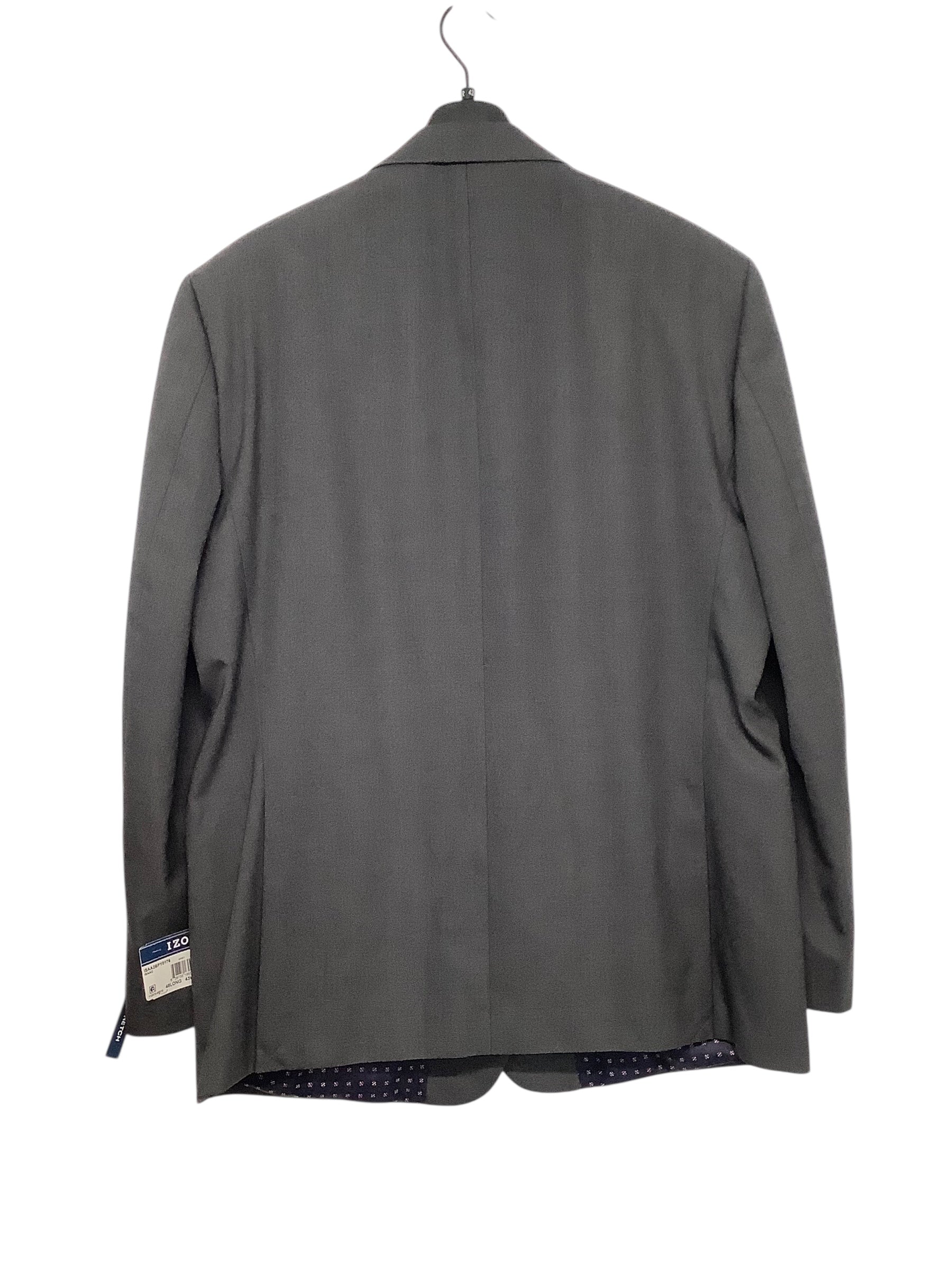 Izod Mens Classic fit Suit Jacket Blazer 48 L Charcoal Grey Solid Stretch