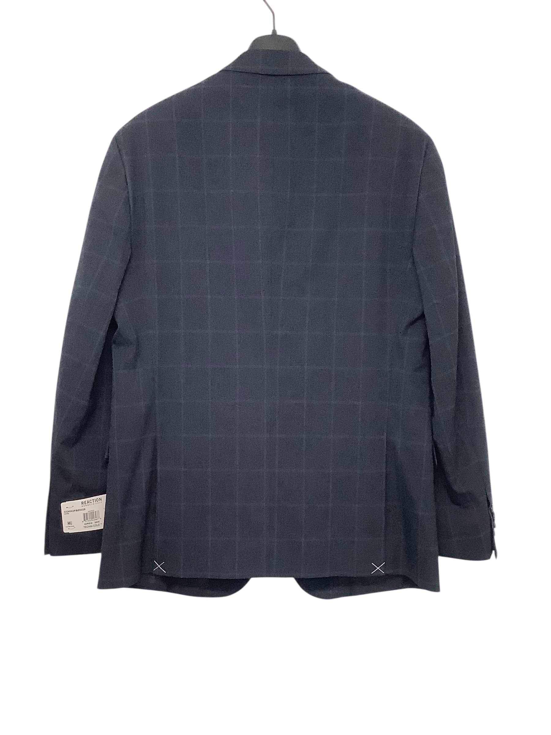 Kenneth Cole Reaction Mens Slim fit Suit Jacket Blazer 42 R Blue Plaid Stretch