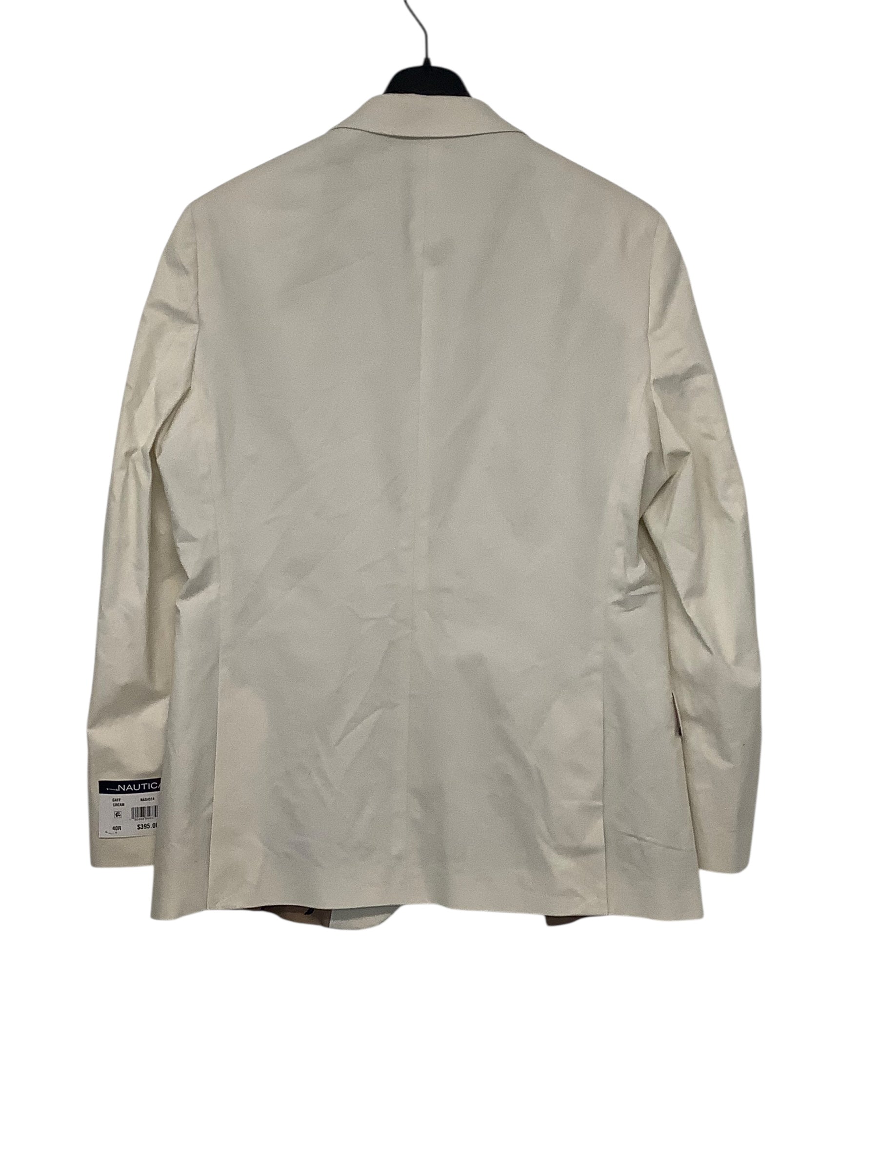 Nautica Mens Modern fit Cotton Suit Jacket Blazer 44 L Cream Beige Solid Stretch