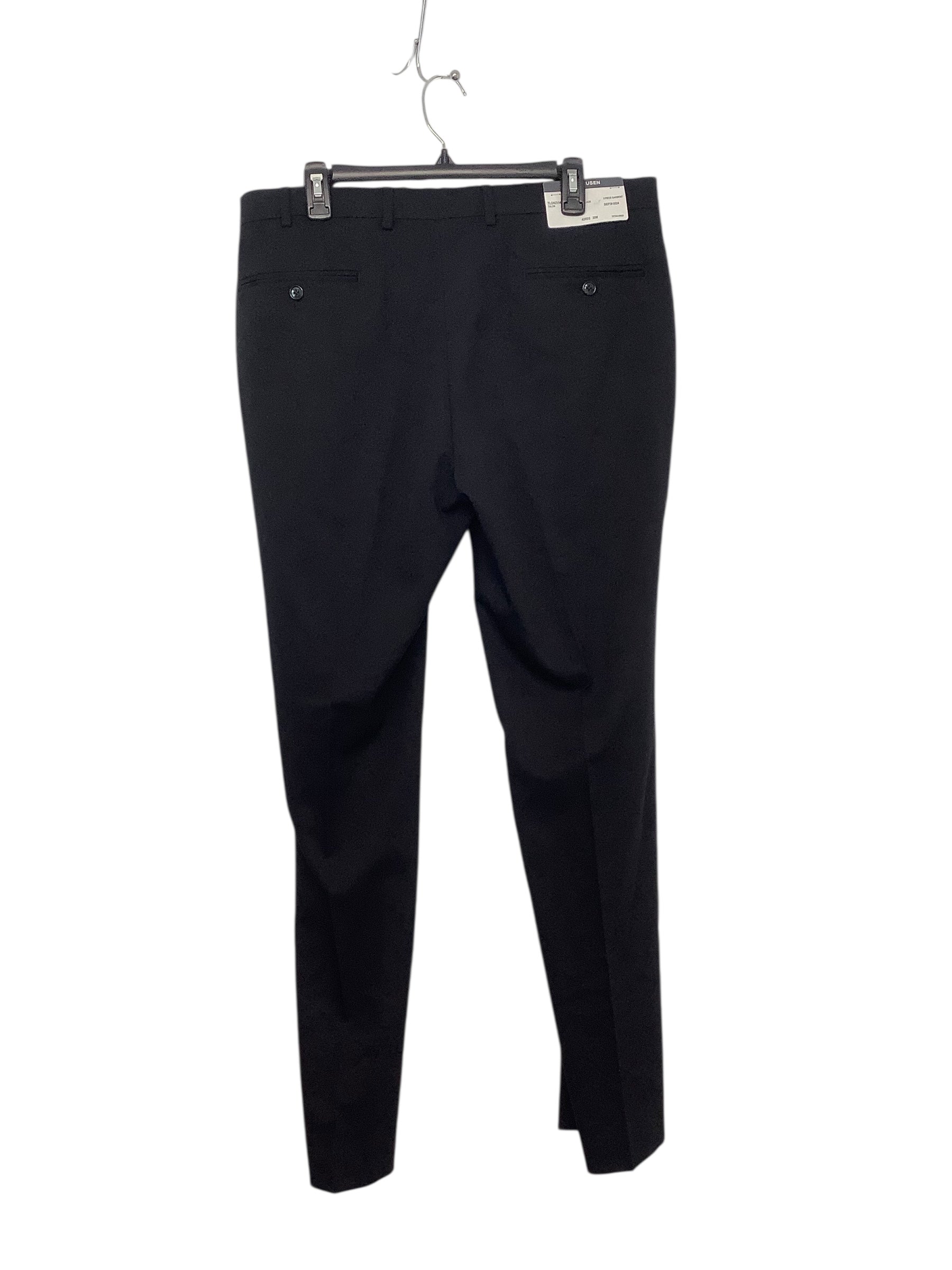 Van Heusen Mens Slim fit Dress Pants 37 / 32 Black Solid Stretch