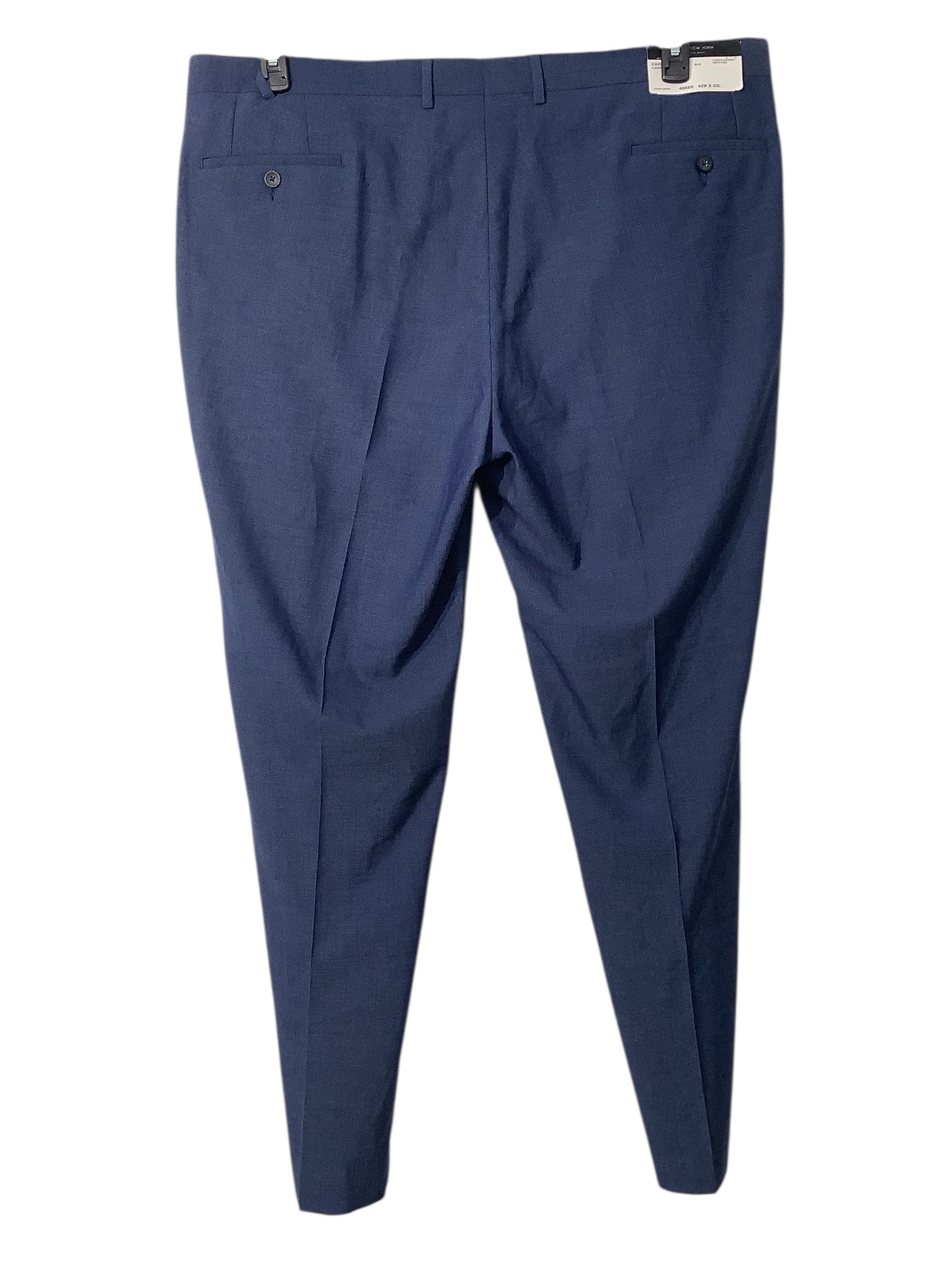 Marc New York Mens Regular fit Suit Dress Pants 42 / 32 Blue Solid Stretch